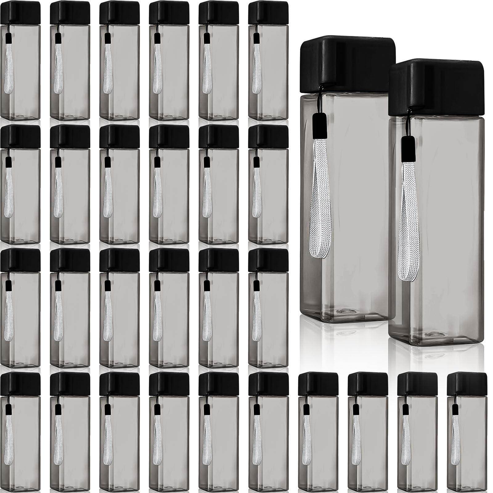 30 Stk Klare Wasserflaschen aus Kunststoff Großpack, 500 ml Wiederverwendbare Auslaufsichere Kunststoff Trinkflaschen mit Deckel, Sportflaschen für Kinder und Erwachsene, Reisen, Camping, Schule