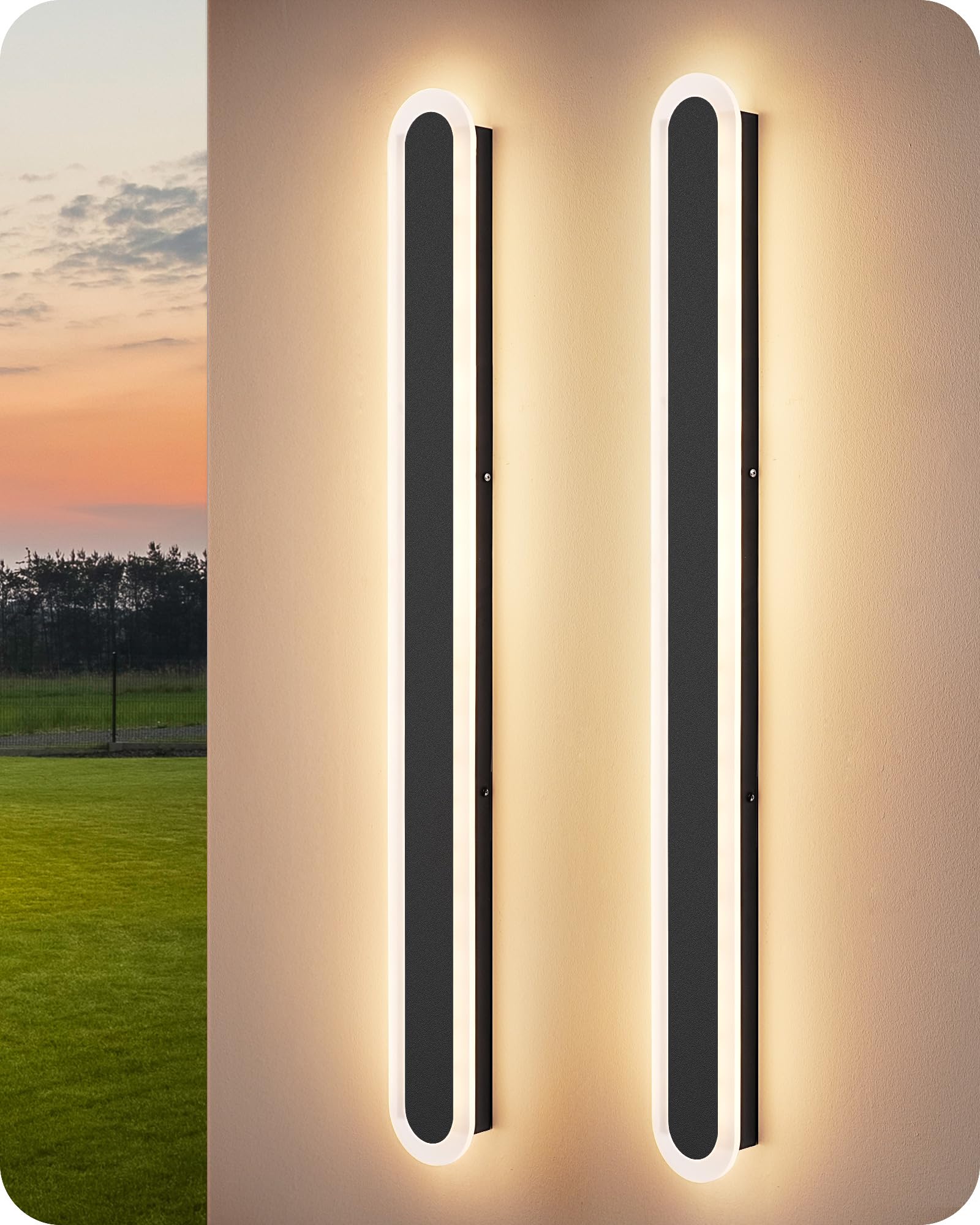 Photo 1 of EDISHINE Upgraded 47.2" Modern Outdoor Wall Light, 2 Pack LED Linear Sconce