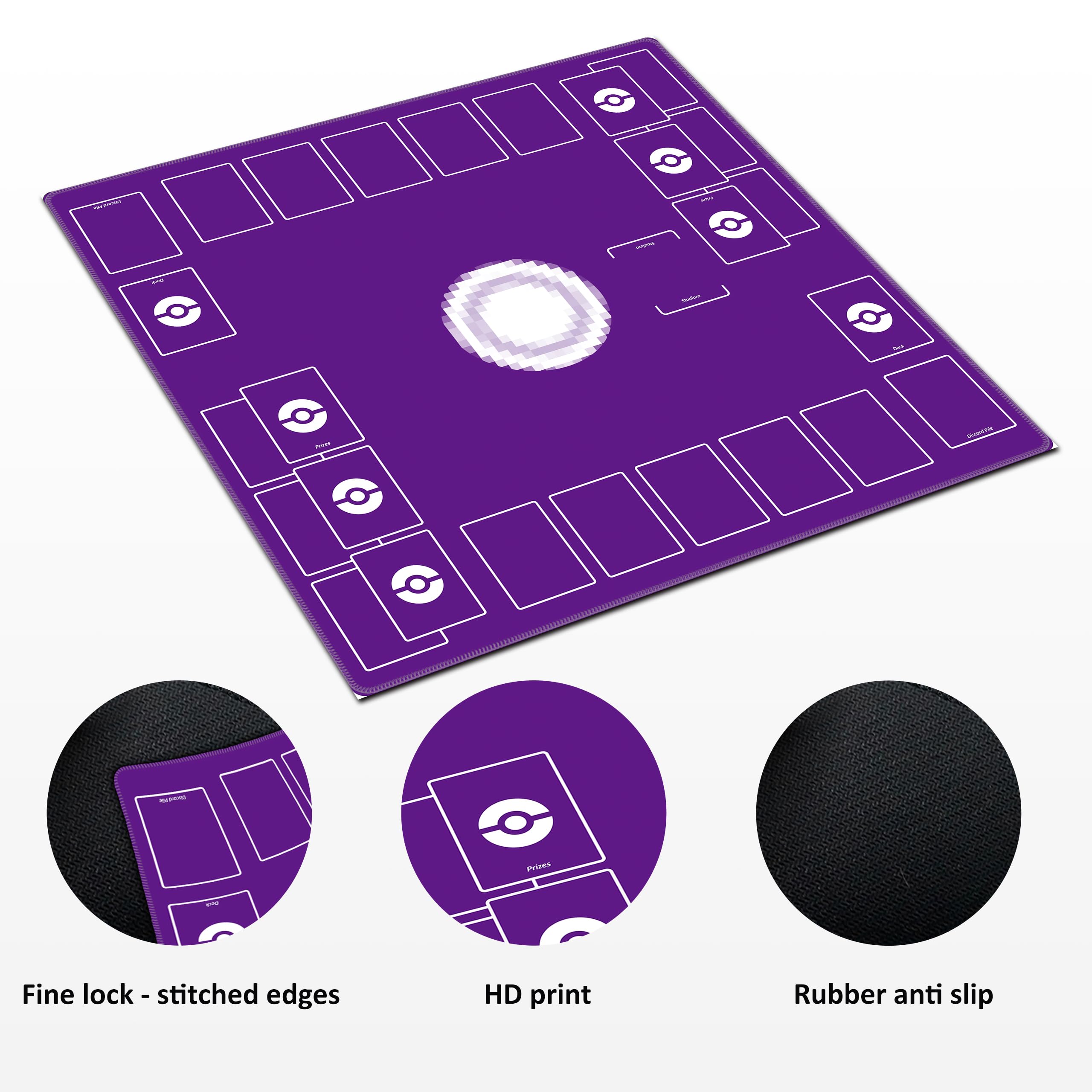 Tappetino da gioco per gioco di carte collezionabili – Tappetino per allenatore per 2 giocatori con contatori danni e custodia professionale (viola, grande)