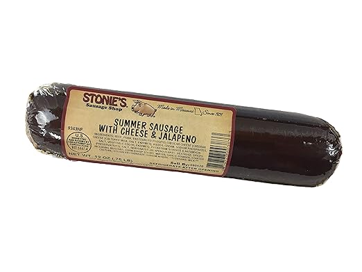 Stonie's Summer Sausage With Cheese and Jalapeno 12 oz. Charcuterie, Ready to Eat, High Protein, Low Carb, Keto, Gluten Free