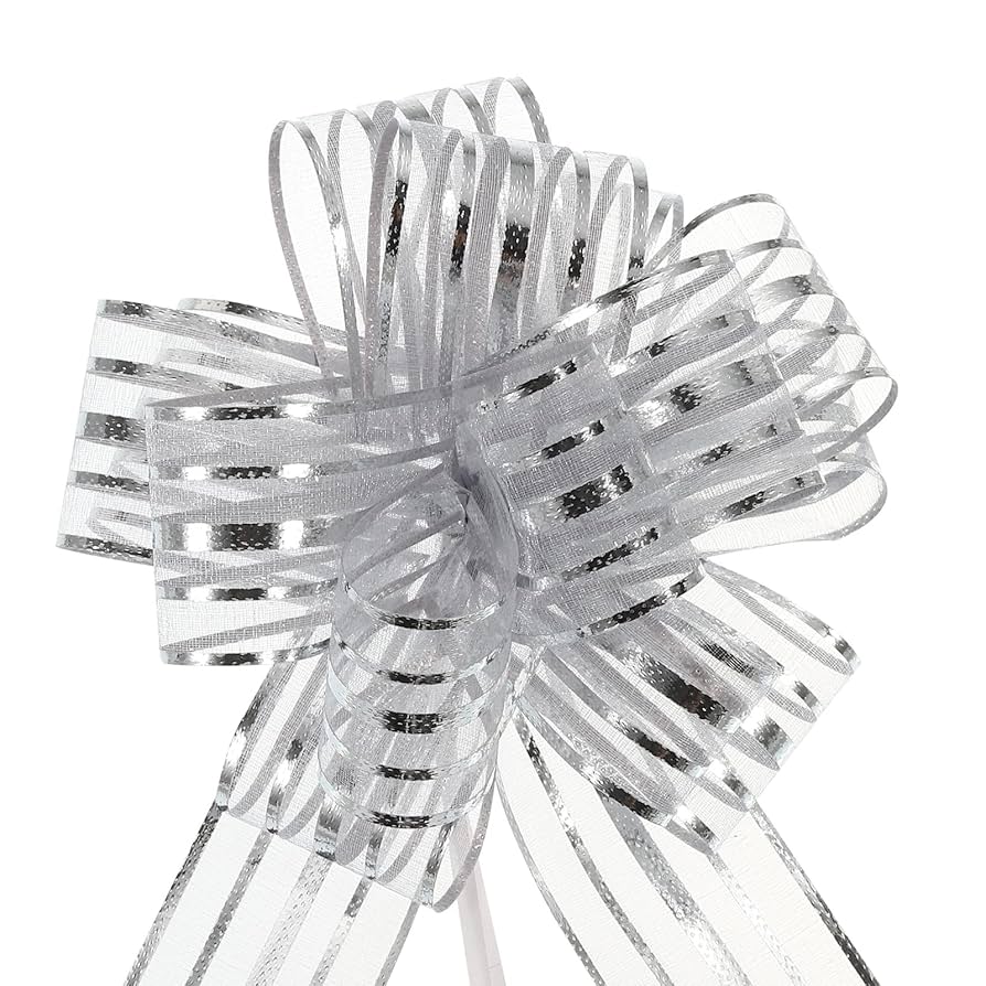 ギフト包装リボン プルボウ リボン シフォンヤーン 16 cm シルバー Amazon.co.jp: uxcell ギフト包装リボン オーガンザ 大きい