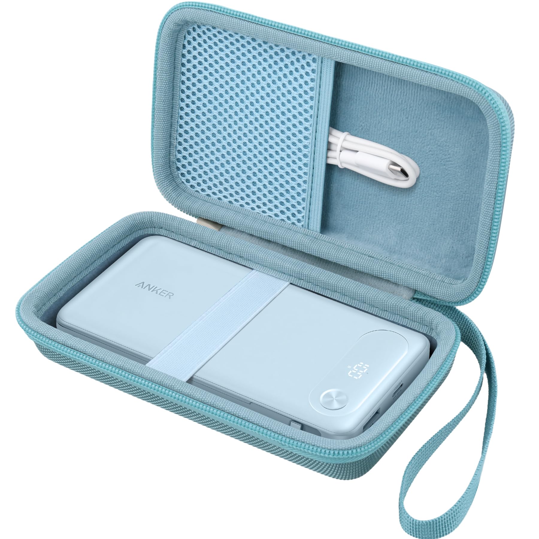 Khanka (Tylko etui) Solidne etui do przenoszenia dla ładowarki przenośnej Anker Power Bank 20 000 mAh z wbudowanym kablem USB-C, torba do przechowywania podczas podróży dla pakietu akumulatorów z