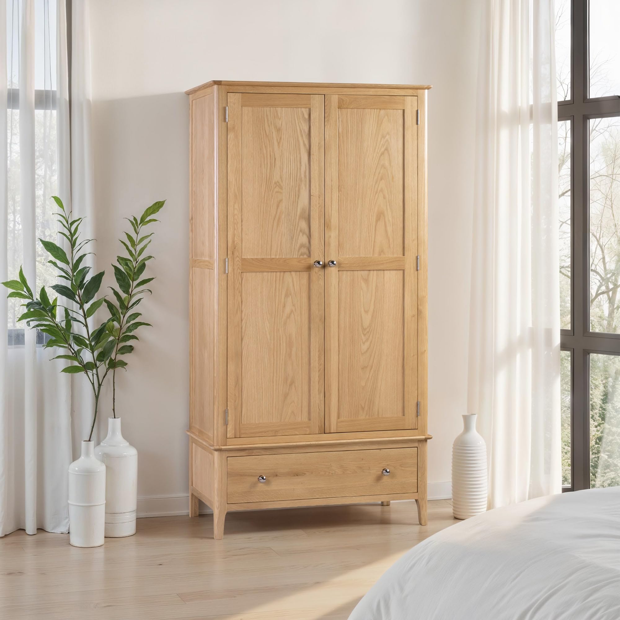 Julian Bowen Silver Cotswold 2 Door 1 Drawer Wardrobe