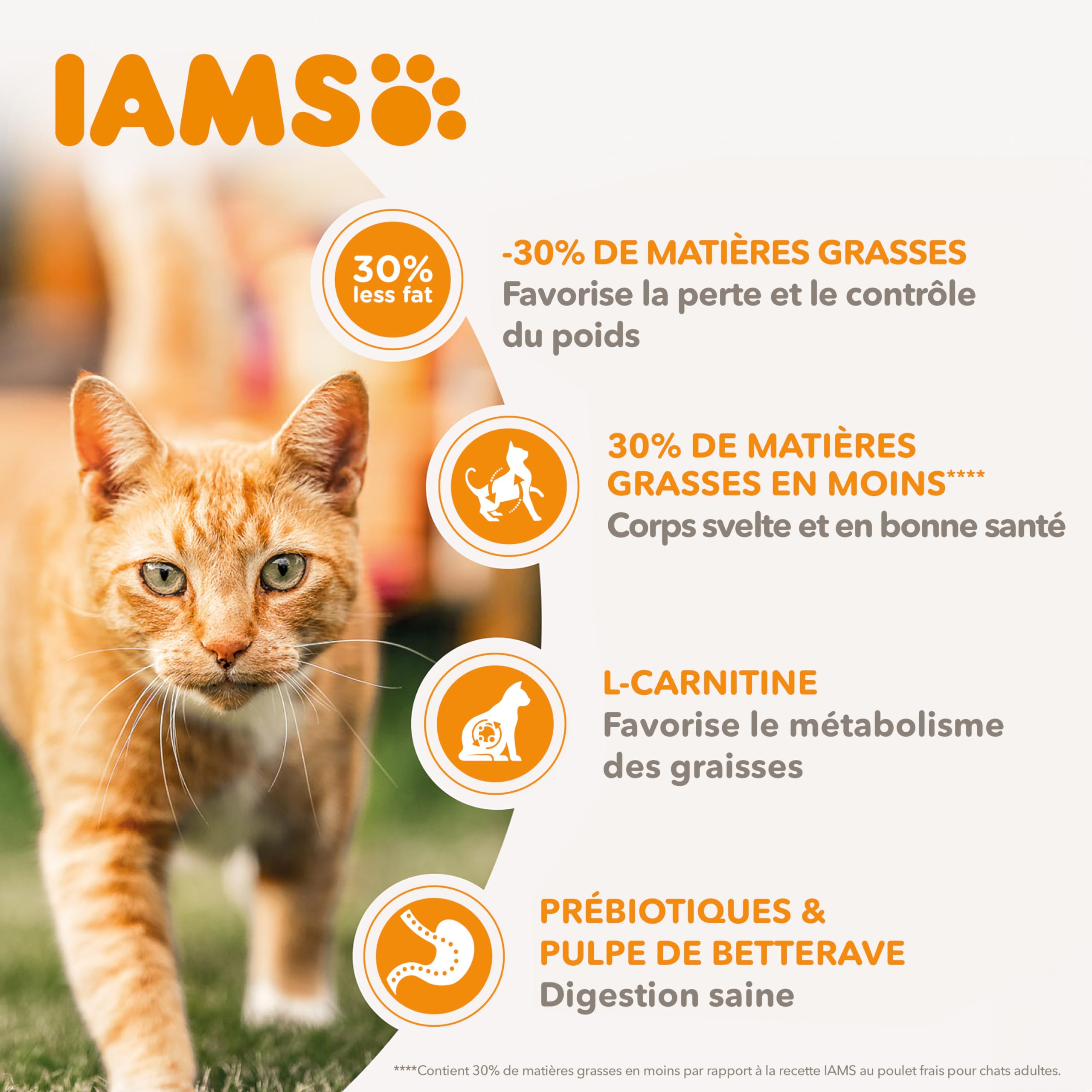 IAMS Advanced Nutrition - Croquettes Allégées - Adaptées aux Chats Stérilisés - Complètes équilibrées - Favorise Le contrôle du Poids - Au Poulet Frais - sans OGM colorants arômes artificiels - 10 kg