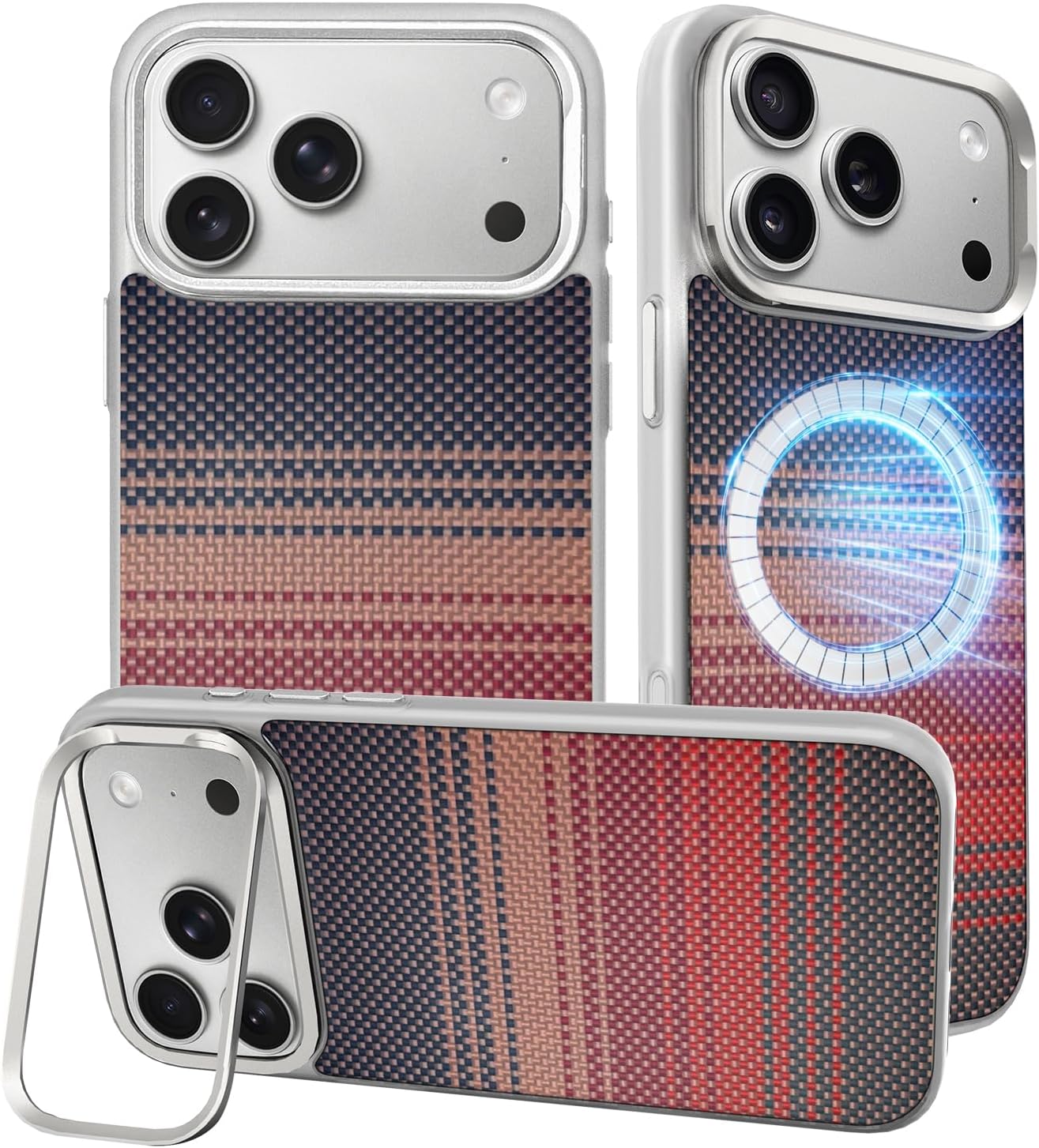 Aramid Fiber Case for iPhone 17 18 Pro Max Flex Stand, for MagSafe,Sunset