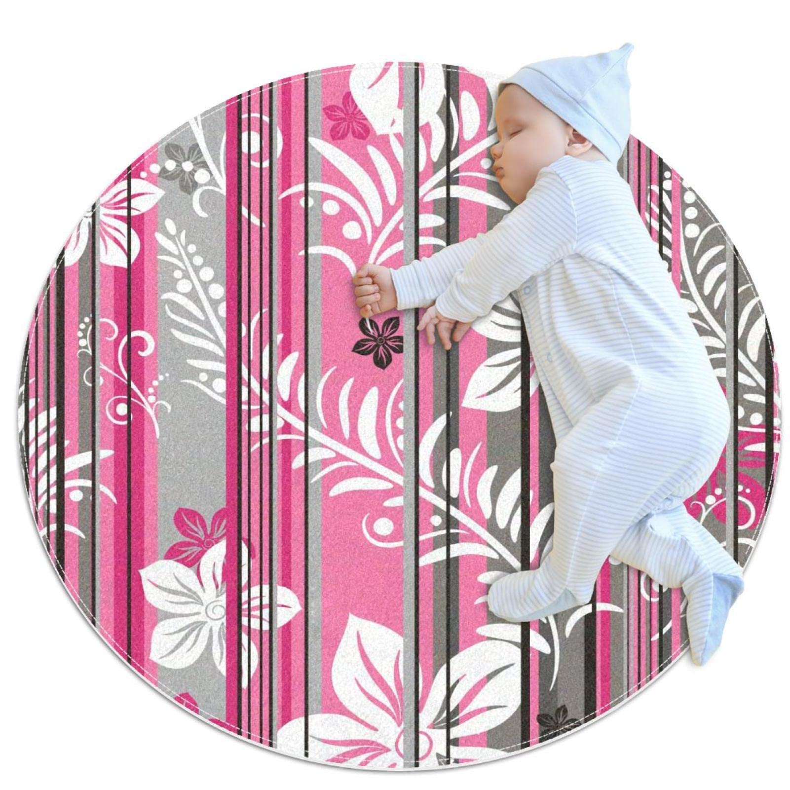 Tapis de jeu pour enfants rond motif floral jdez 80x80cm
