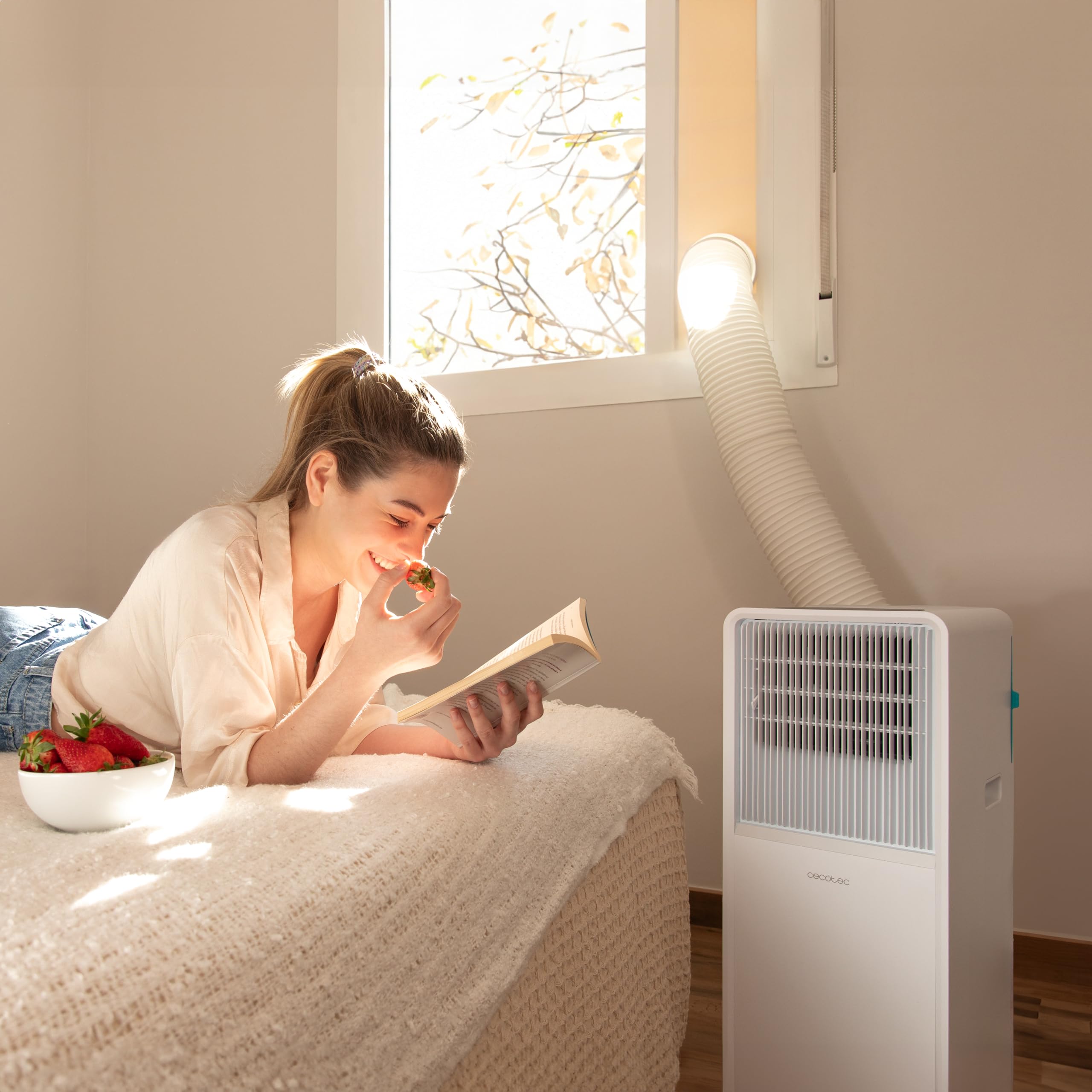Cecotec Aire Acondicionado Portátil con Mando a Distancia ForceClima 7150 Style. 7000 BTU - 1750 Frigorías, Control Táctil, Pantalla LED, 4 Modos, 2 Velocidades, Temporizador, Cobertura 20m2