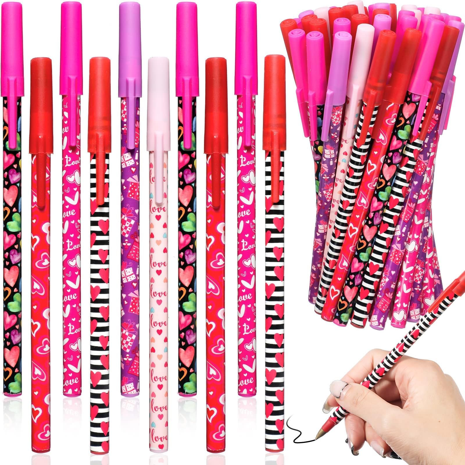 Roowest 60 Pcs Valentine's Day Heart Shaped Pens Bulk