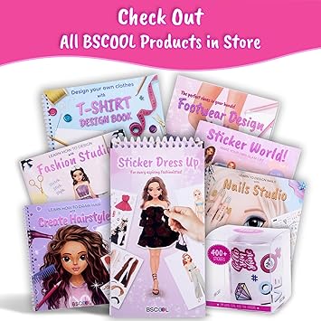 BSCOOL Nail Design Activity Book with Stickers and Fashion Sketchbook
