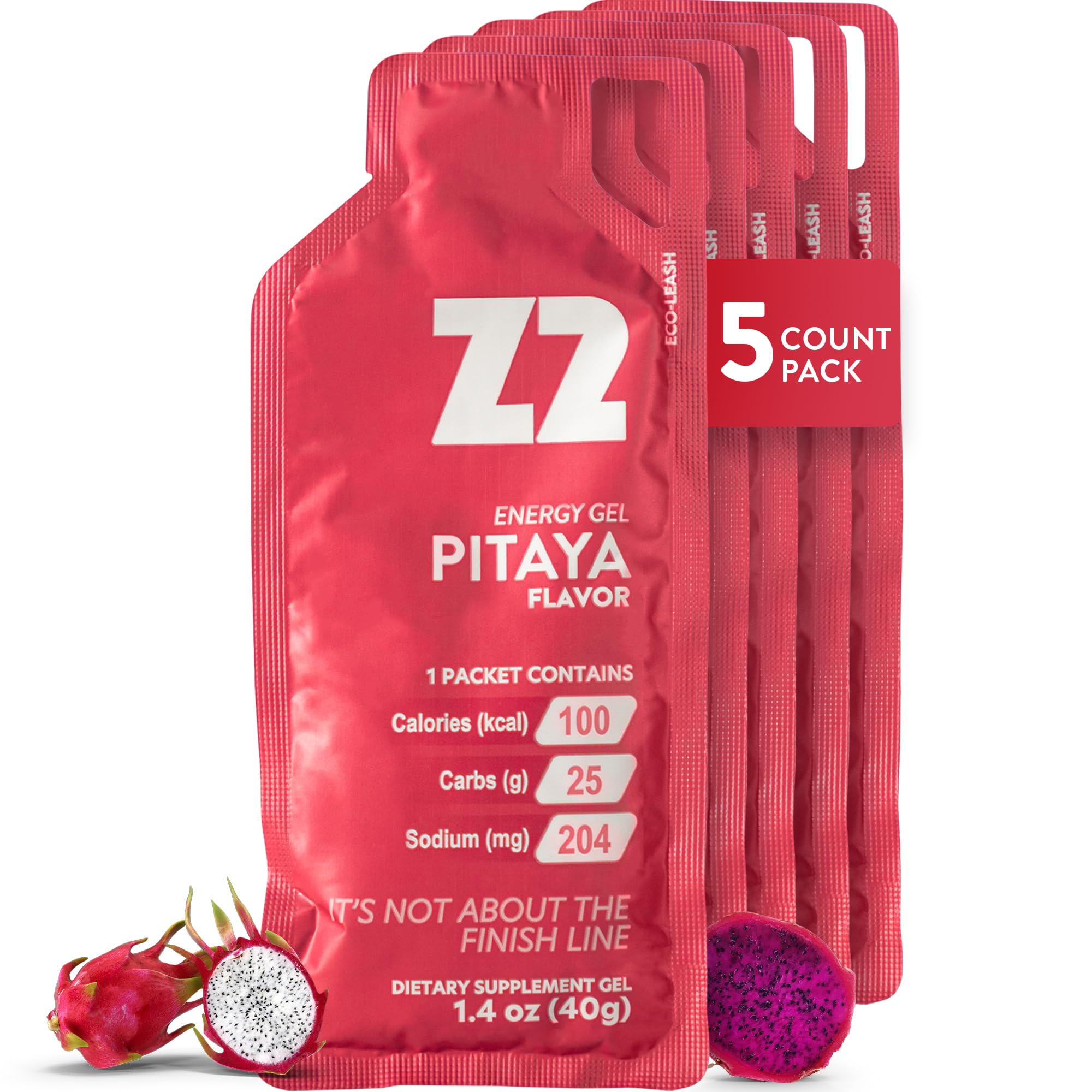 Z2 Dragon Fruit Energy Gel Performance - 25g Carb, 204mg Sodium, Electrolytes, Pre & During Workout, Boosts Endurance for Running, Cycling, Biking, and Sports - 5-Count Pack