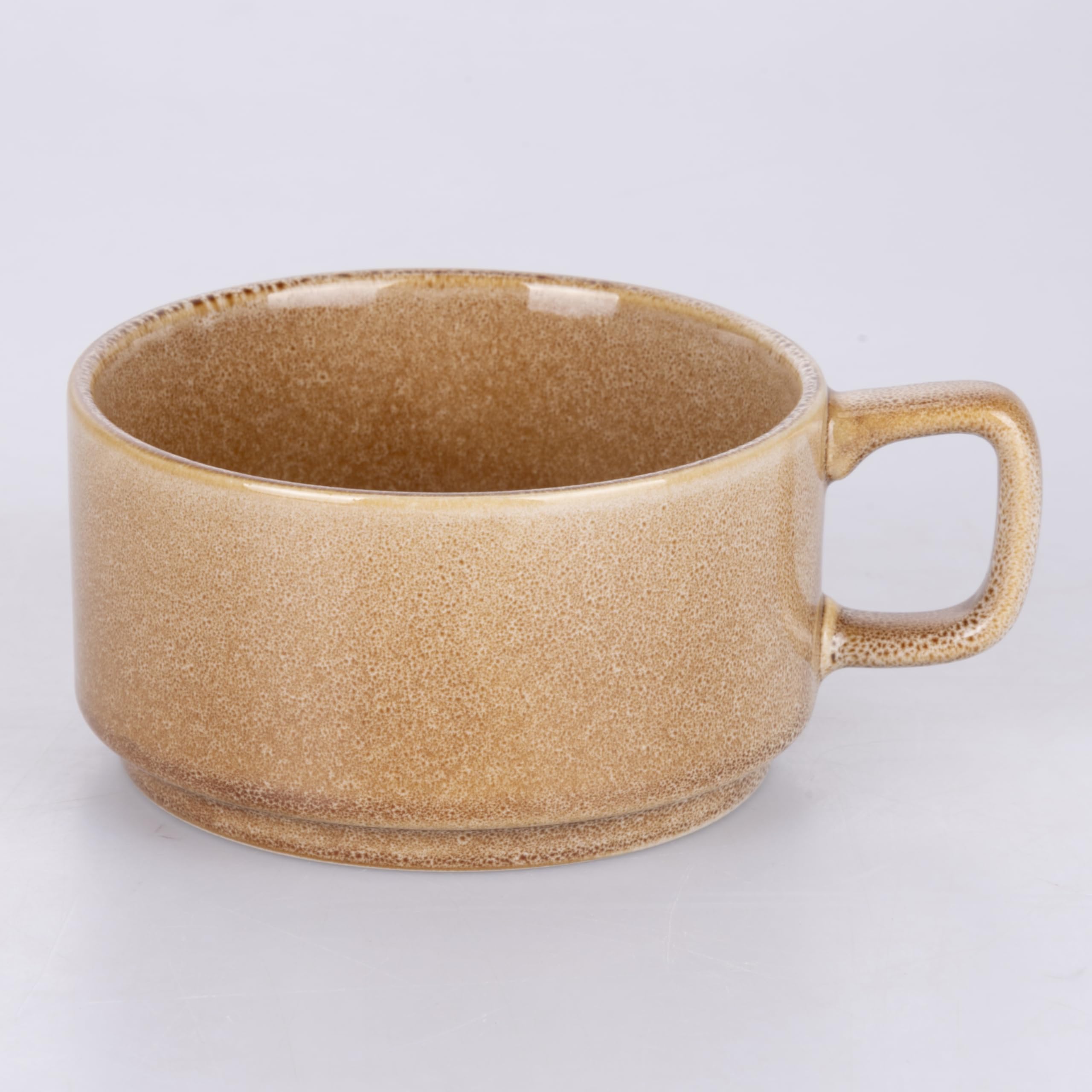 Villa D'Este Home Tivoli - Lot De 4 Mugs En Grès 360 Ml - Tons Pastel : Indigo, Sauge, Sable, Terre Cuite - Avec Support En Fer - Passe Au Lave-vaisselle Et Micro-ondes