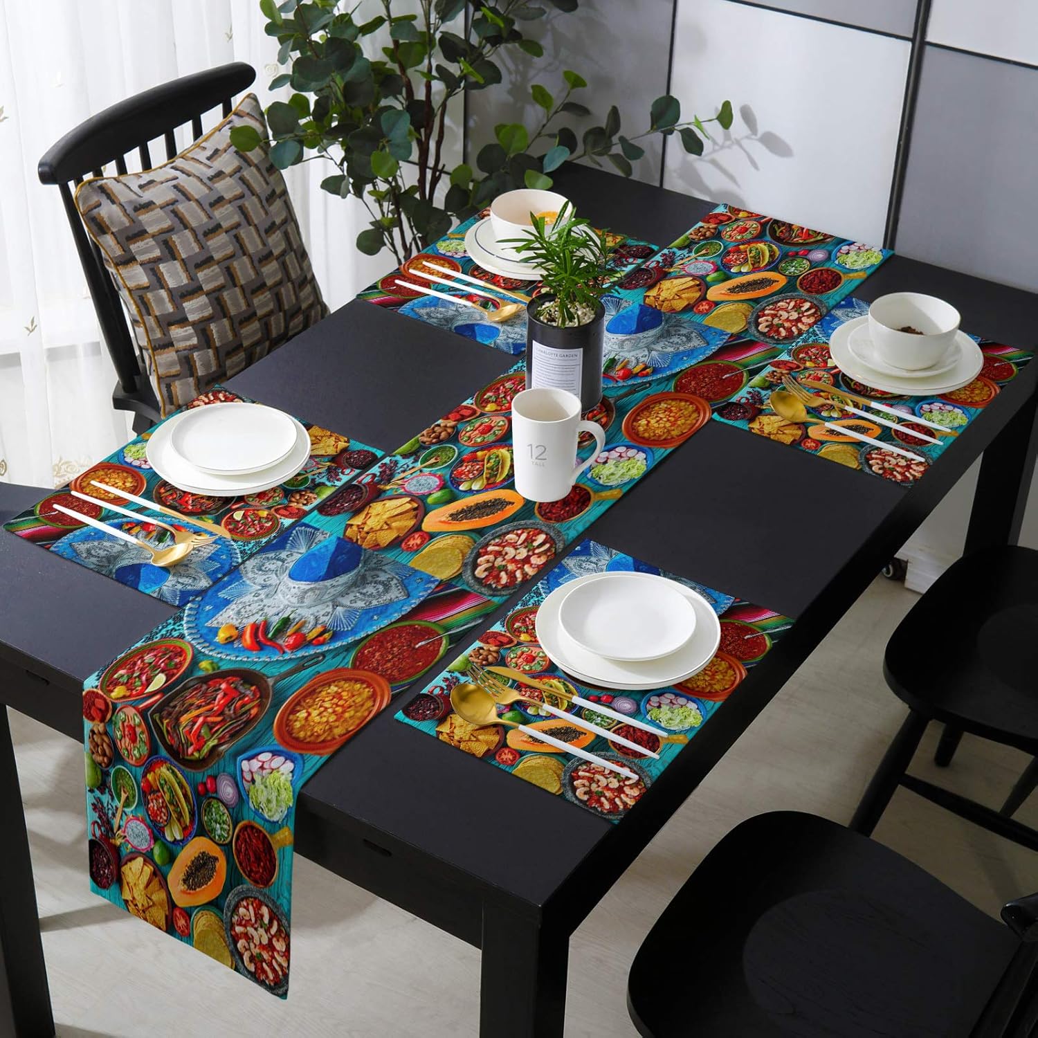 Placemats Set of 6 with 90 Inches Long Table Runners