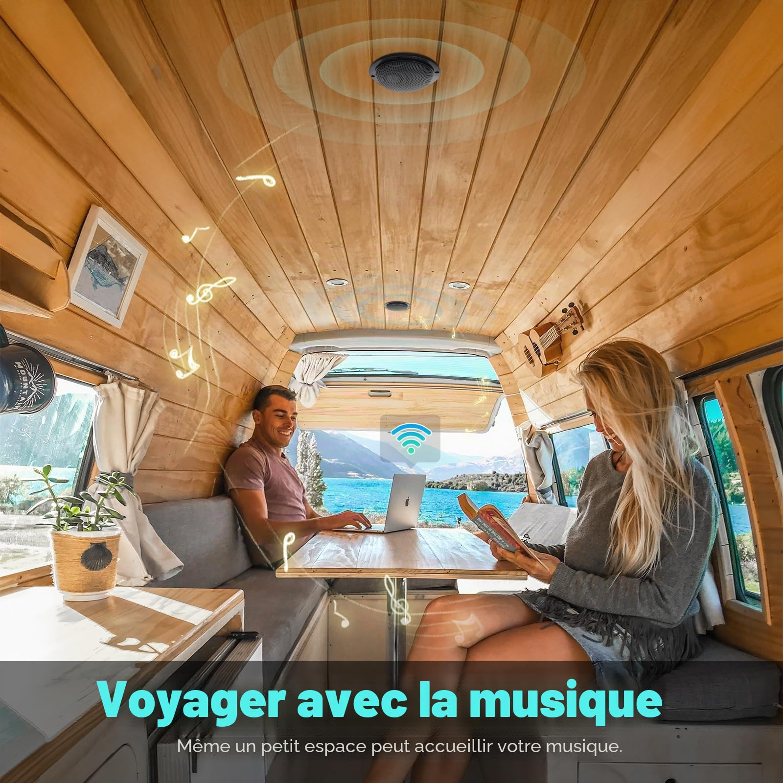 STUDIOFINIX Haut-parleurs de Plafond Bluetooth étanches de 10,2 cm pour Salle de Bain, Cuisine, Maison, extérieur, Camping-Car, Chariot de Golf, Bateau avec Montage encastré