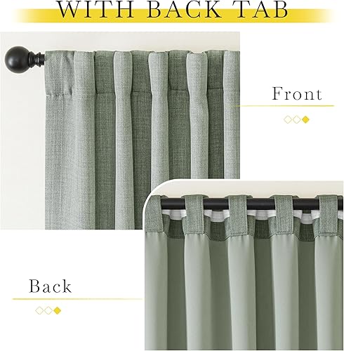 Miniatura 5 de NICETOWN Cortinas de lino sintético 100% opacas para dormitorio, plisadas, bloqueo de calor, térmicas, reducen el ruido, 50 pulgadas de ancho x 108