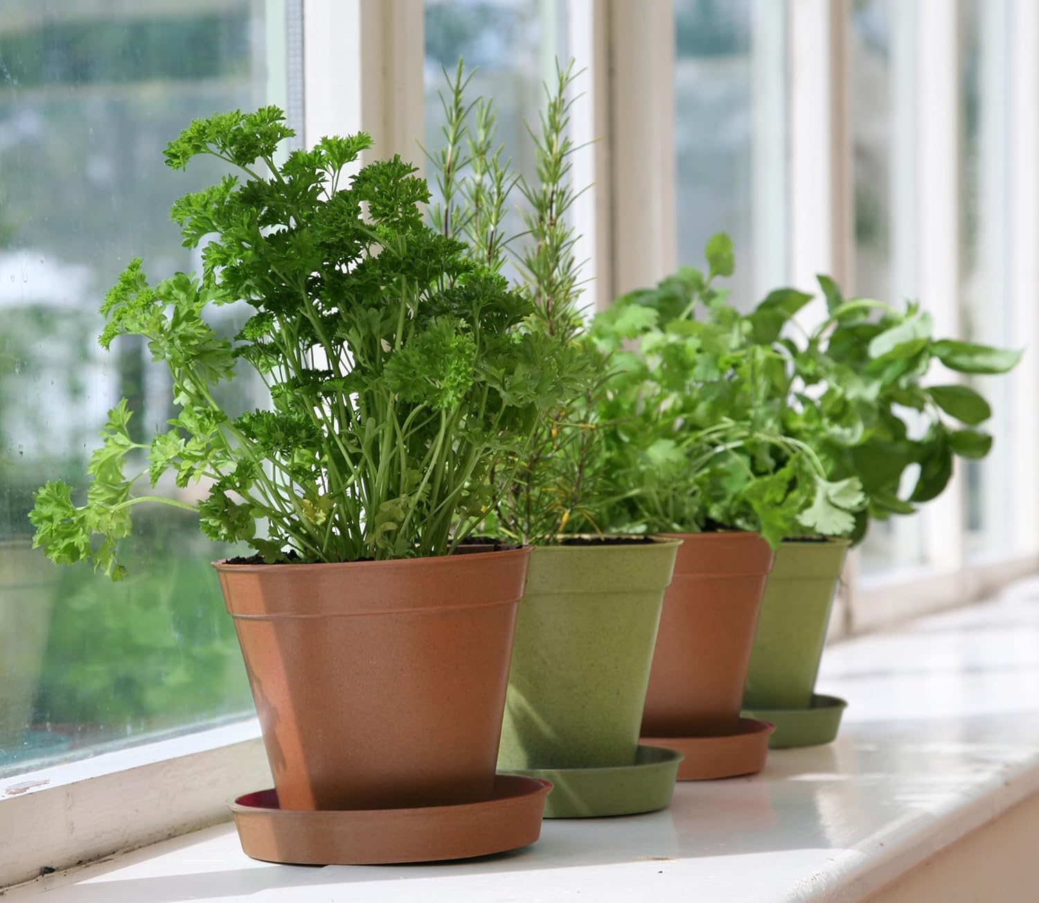 Haxnicks 5X Indoor & Outdoor Sustainable Bamboo Fibre Plant Pots | 5 Inch Diameter | Pack of 5 | Terracotta | Pot110201