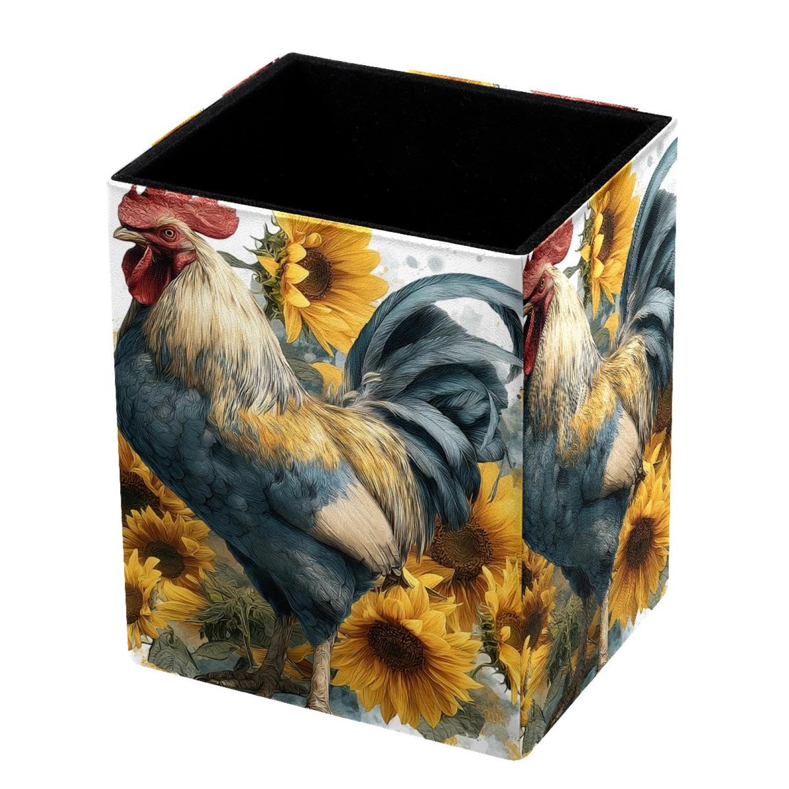 VAPOKF Pencil Holders for Desk, Rooster Printed Pen Holders Pen Pot Makeup Brushes Storage Desktop Stationery Supplies Organiser for Home Office