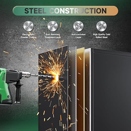 Vista 46 de Letaya - Armarios de almacenamiento de metal con puerta de cerradura, armarios de garaje de acero con 5 estantes ajustables para el hogar, oficina