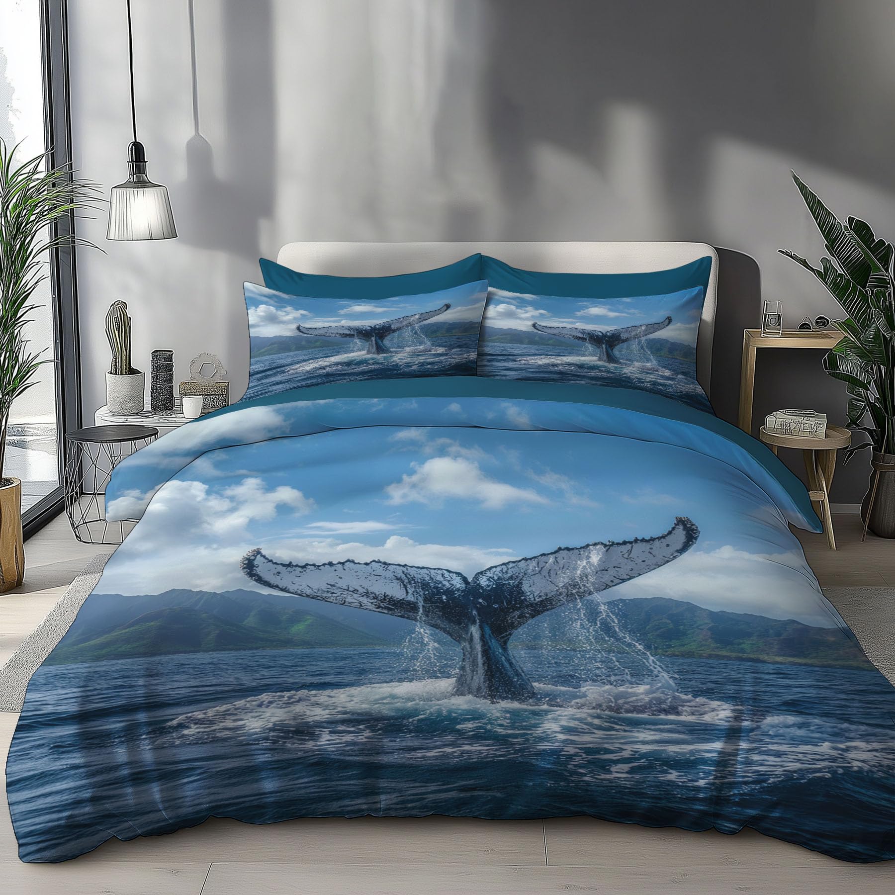 Housse de couette microfibres 240x260 baleine finitions premium