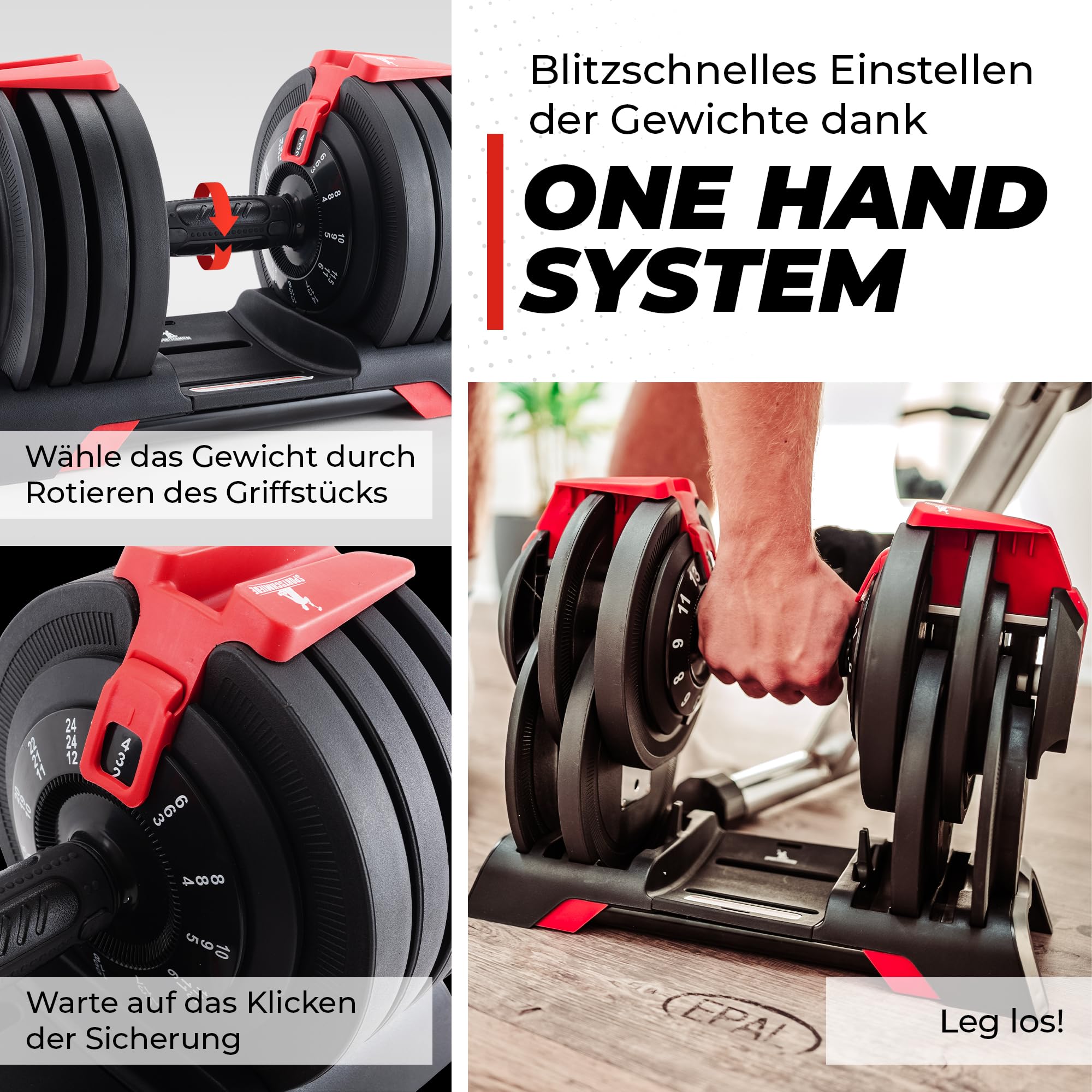 SPORTSCHMIEDE Hanteln Set verstellbar als Kurzhanteln fürs Home Gym | Gewichte 3-24 kg wählbar · Kraftstation · Fitnessgeräte Zuhause · Krafttraining · Workout Frauen & Männer