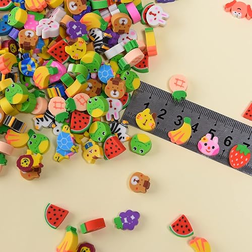 Miniatura 3 de 300 mini borradores para niños a granel, borradores de frutas de animales pequeños