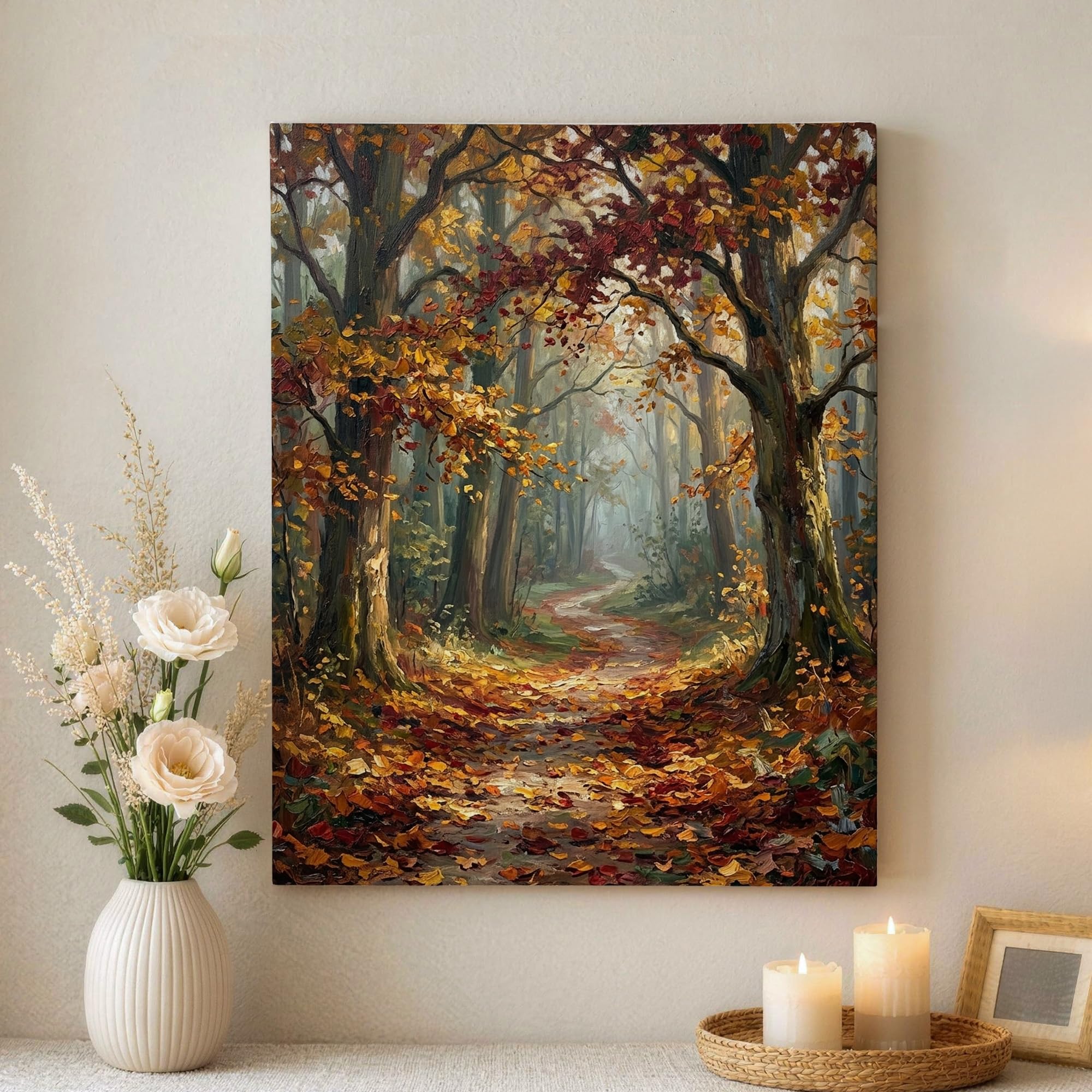Lienzo decorativo de hojas ámbar ideal para dar calidez al comedor y la sala de estar 8