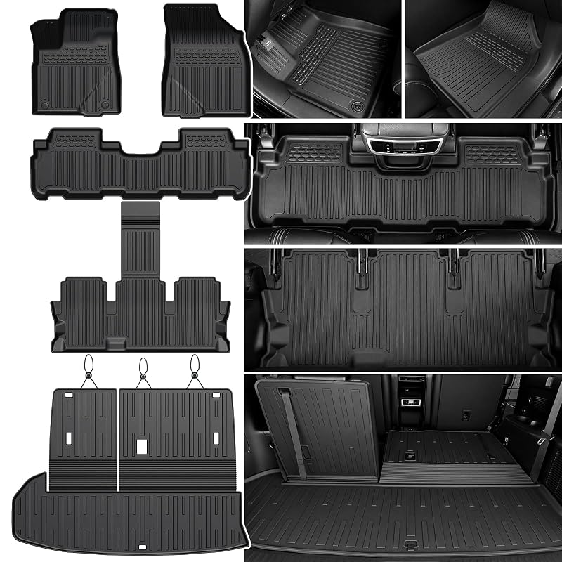 Tapetes automotivos sob medida para Toyota Highlander 2014–2019 a gasolina, 7 lugares com bancos individuais, em TPE — JOULARISE
