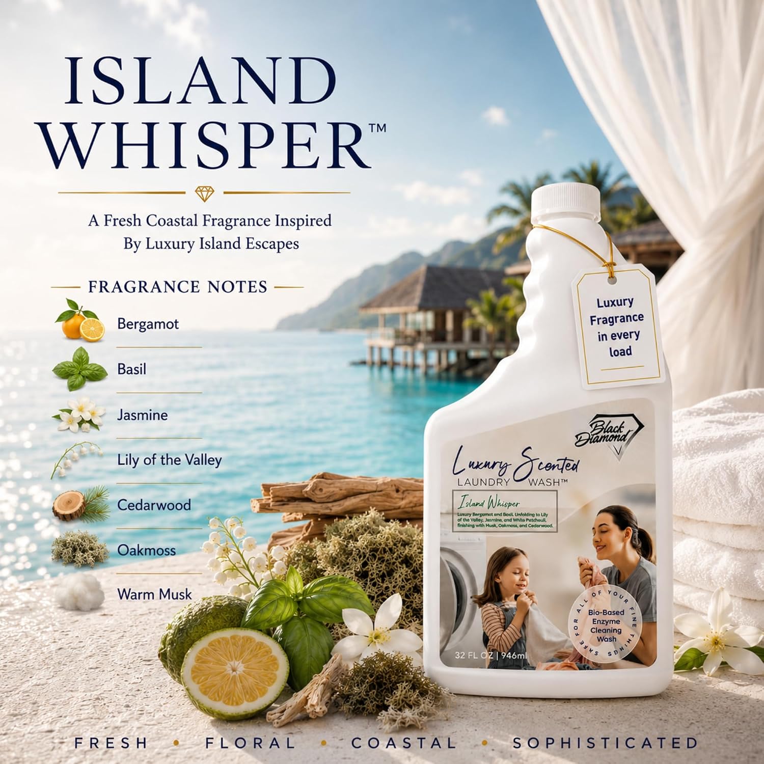 Island Whisper Luxury Scented Laundry Wash - Premium Detergent, 1 Quart image 2