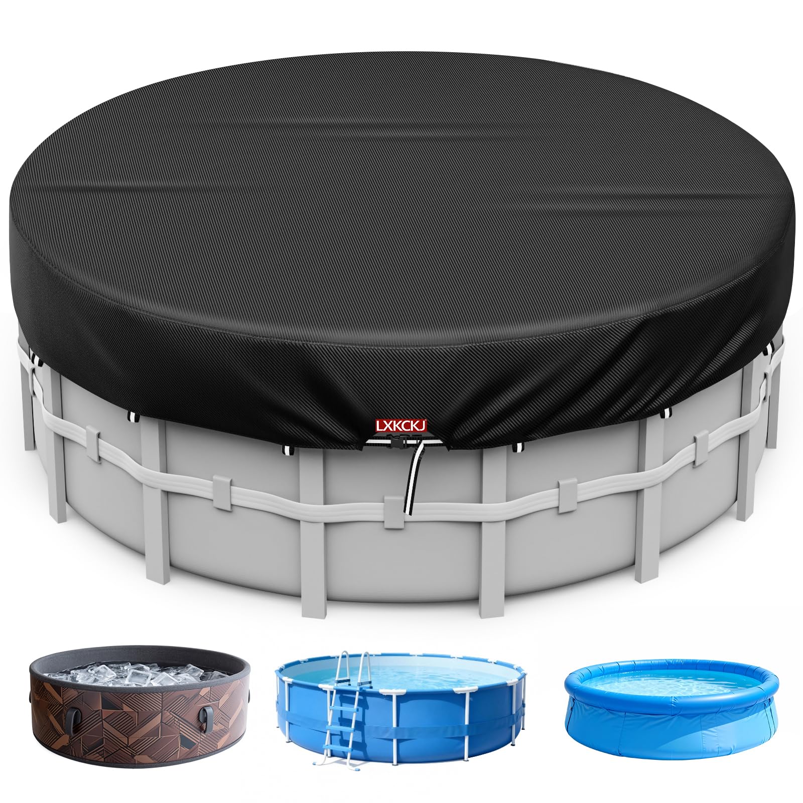 LXKCKJ 12X24 FT Pool Covers for Above Ground Pools, Solar Oval Pool Cover with Accessories Set, Integrated Design Rectangular Pool Cover Ideal for Waterproof, Dustproof, Windproof — view 9