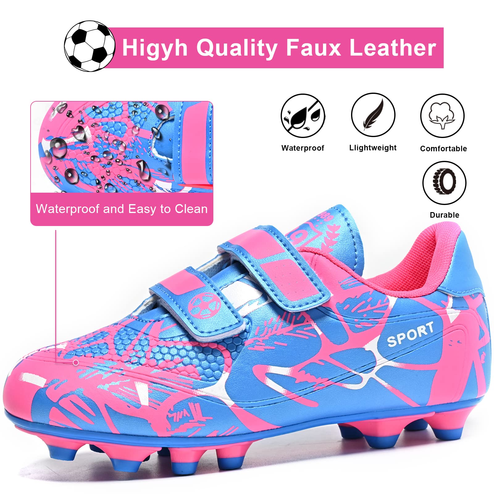Botas Futbol Niños Antideslizante Césped Artificial Tacos Zapatillas de Futbol con Tacos 28-37EU