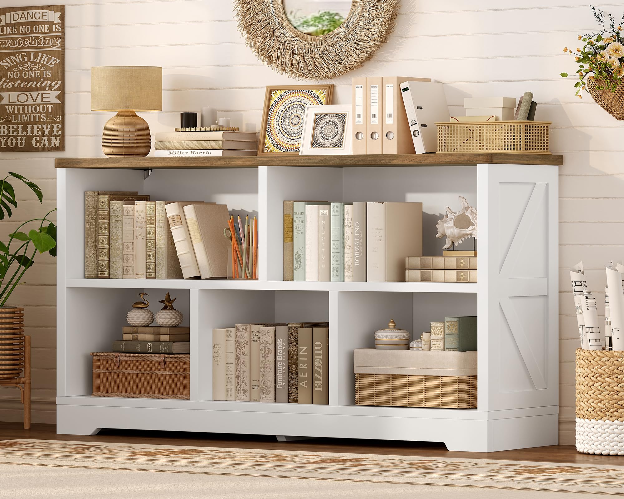 TEENFON 5 Cube Storage Organizer Bookshelf, Freestanding Open Cube Shelf/Storage, Book Shelf for Living Room, Home Office