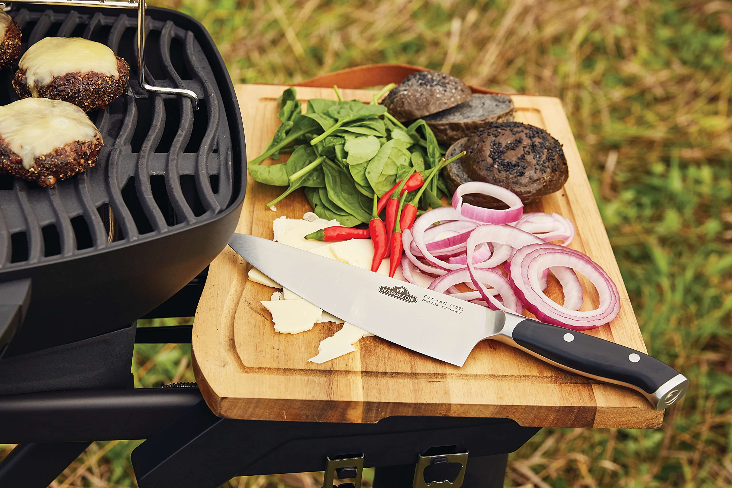 Napoleon Grills 70039 Commercial Premium Cutting Board and Knife Set