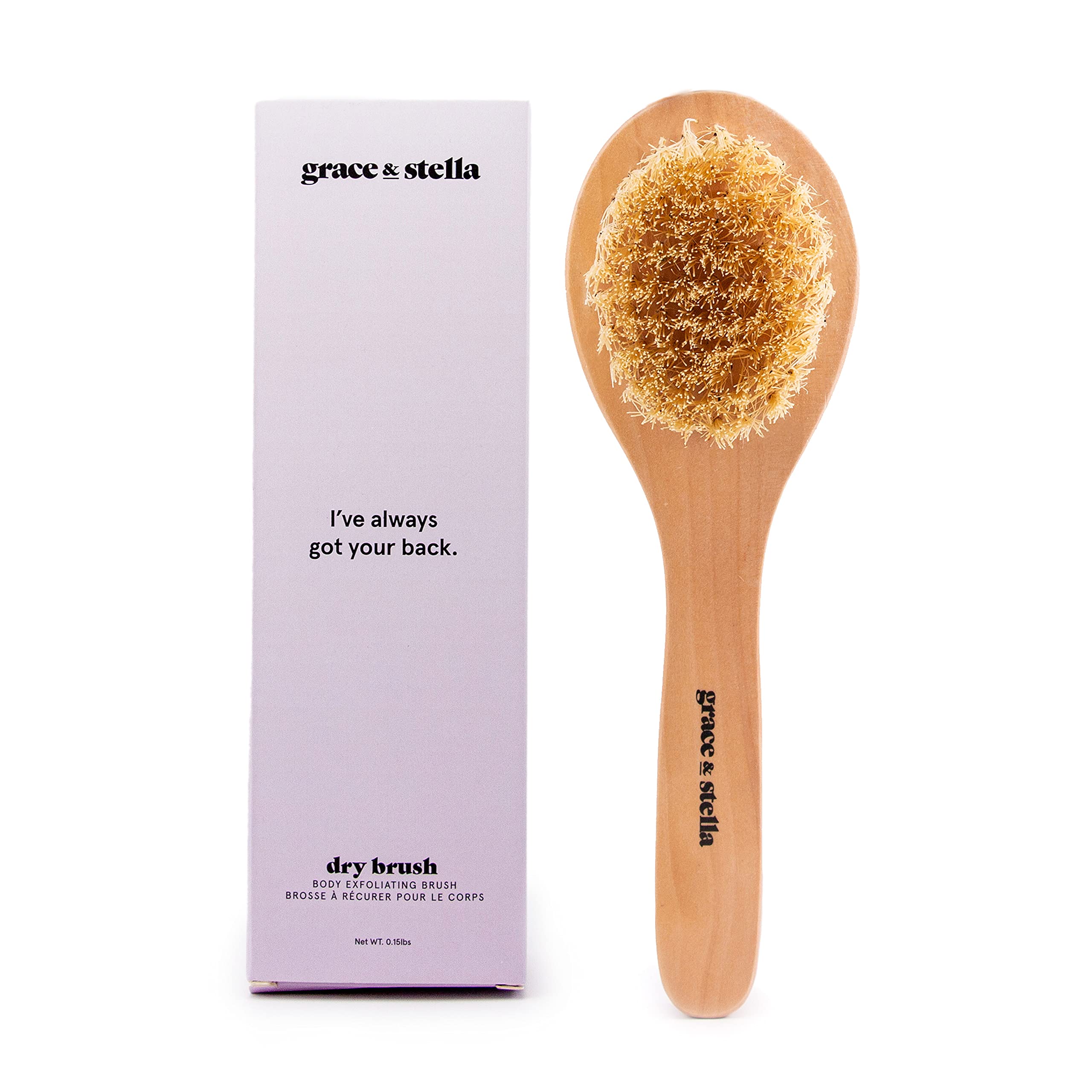 Grace and Stella Cepillo Exfoliante Corporal - Cepillo Ducha Drenaje Linfático Celulitis Piernas y Glúteos - Cepillo Corporal en Seco – Cepillo Cerdas Naturales de Fibra de Tampico - Dry Brush