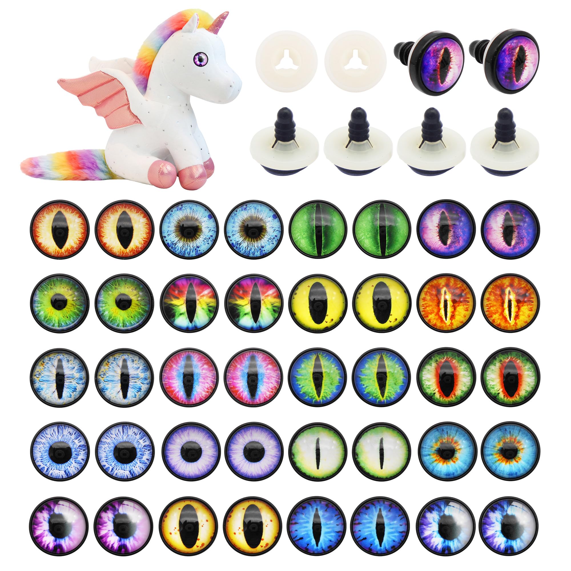 Julie Wang 20 Pairs 14MM Dragon Safety Eye for Stuffed Plush Animal Crafts Making Artist Model Amigurumi Crochet Eyes Supplies with Washer — image 1