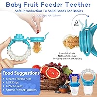 Vista 2 de WAJIAYON Chupete alimentador de frutas para bebés, paquete de 12 2 chupones alimentadores de alimentos para bebés y 1 cuchara dispensadora