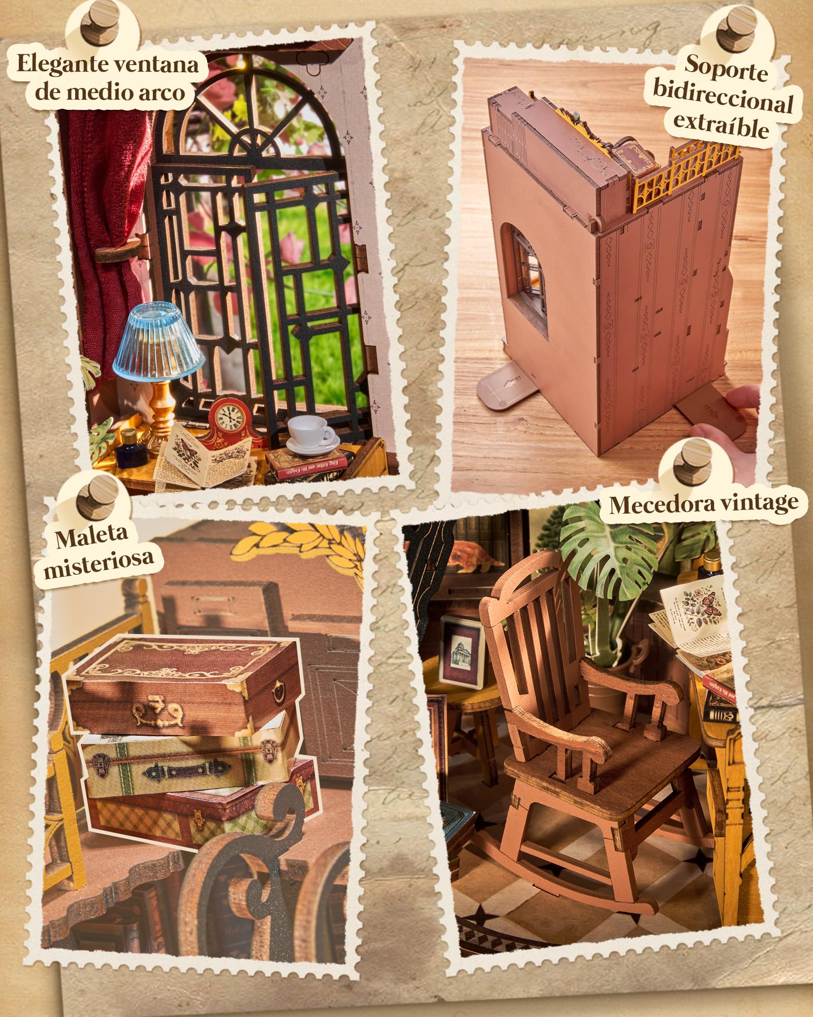 Rolife Book Nook Estudio de Esquina Silencioso Casa de Muñecas para Decoración de Escritorios Diorama Booknook DIY Miniaturas House Regalo de Cumpleaños de Navidad para Adolescentes y Persona Amada