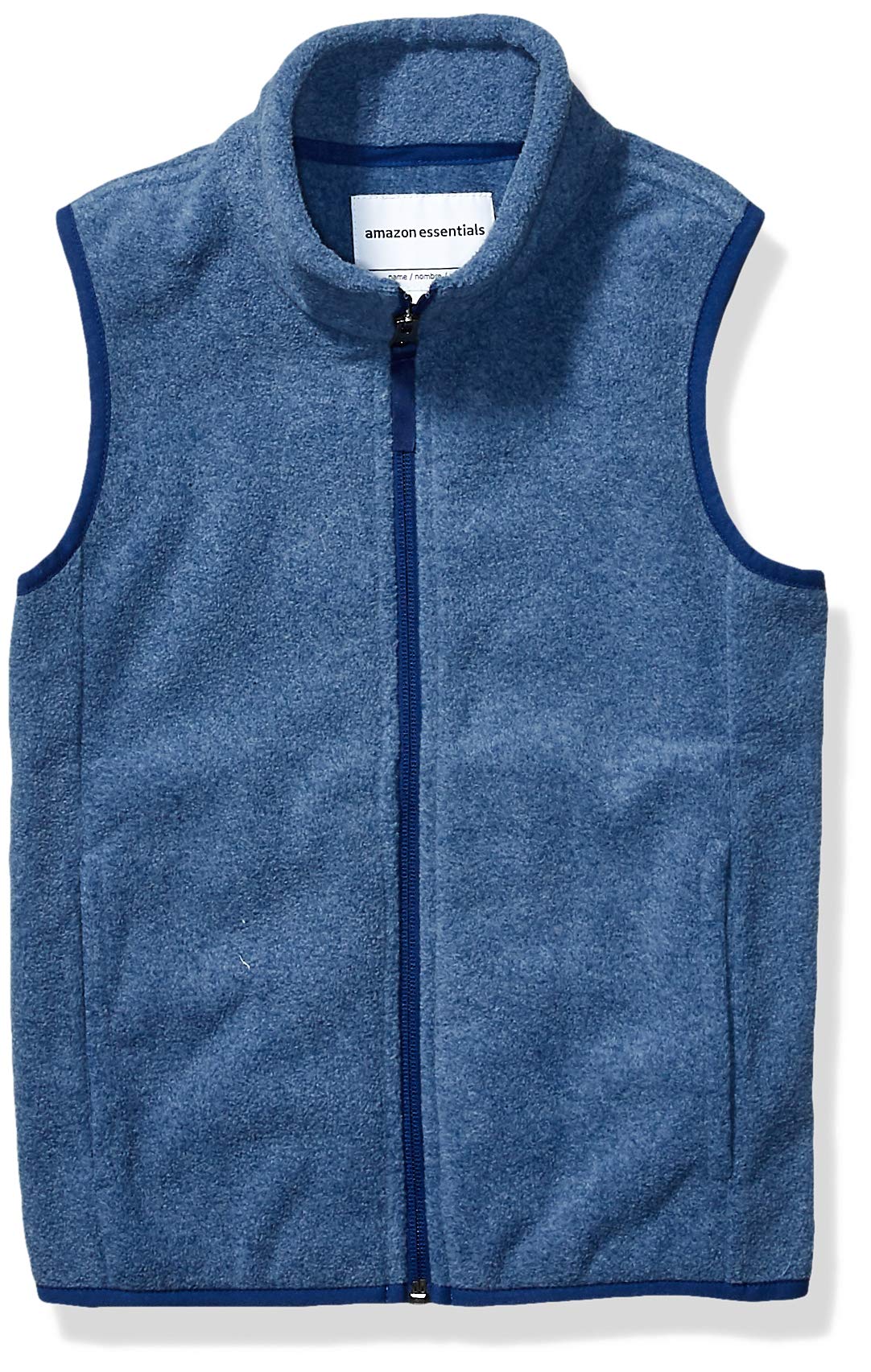 Amazon Essentials Boys' Full Zip Polar Fleece Vest, Blue Heather, X-Small