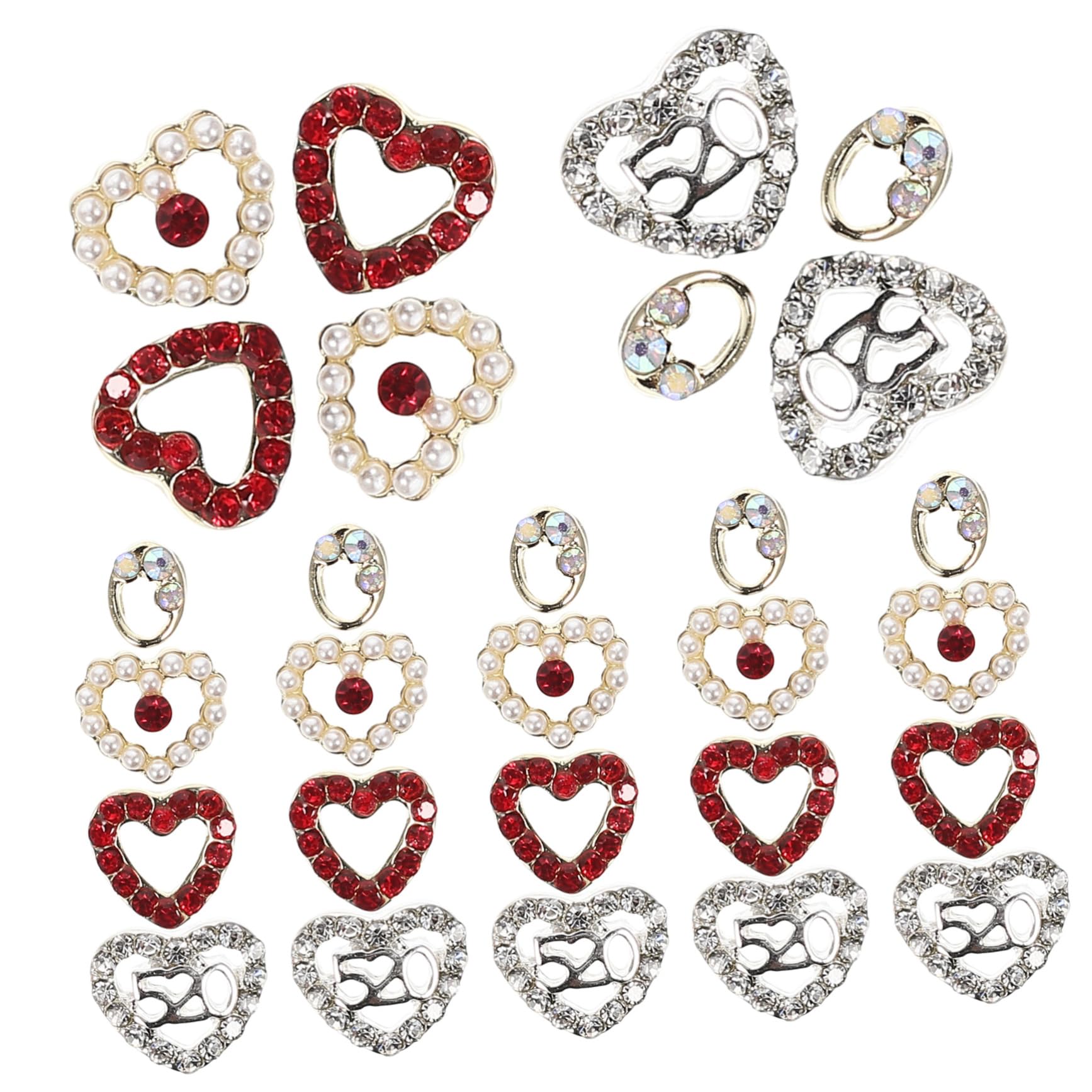 COHEALI 4 Set Decorazioni Per Unghie Cuore Ciondoli Per Unghie San Ciondoli Per Unghie Strass Set 40 Pezzi * 4