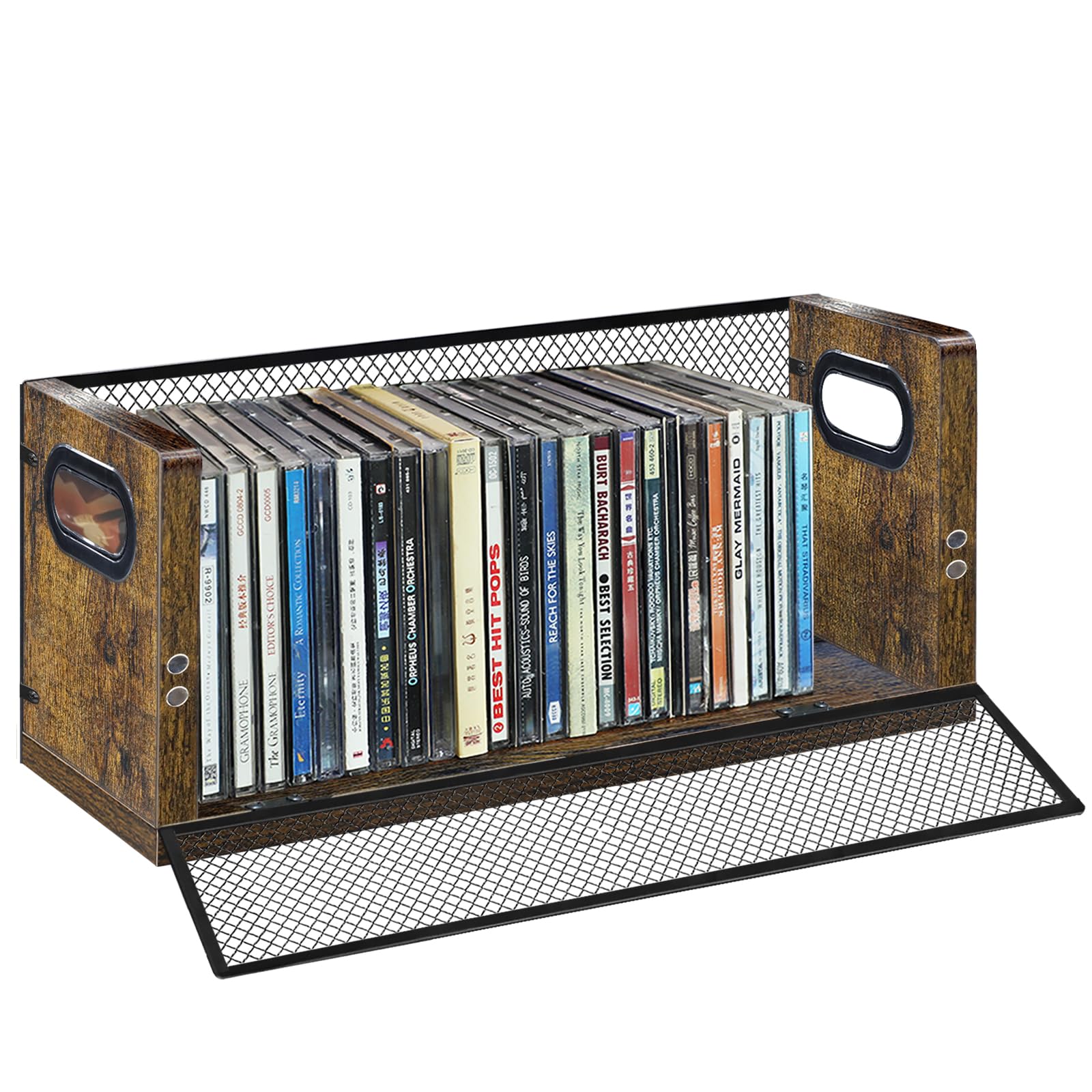 PUTNATRURE CD Storage Box, Hold 38 CD Cases, Stackable Music Tower with Magnetic Opening Door for Easy Access, Desktop Disc Organizer for Home and Office
