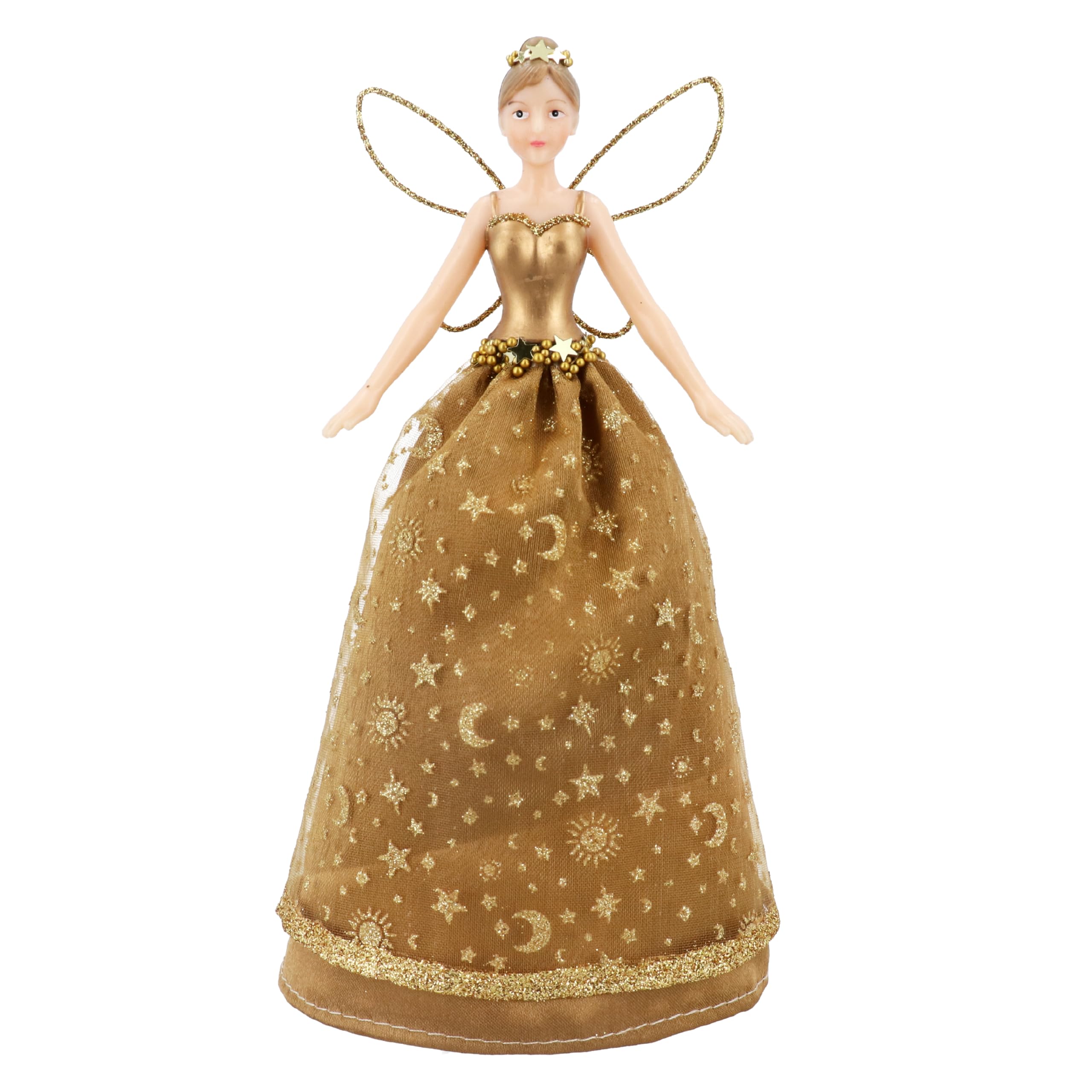 Gisela Graham Gold Resin And Fabric 18 Centimetre Celestial Tree Top Fary