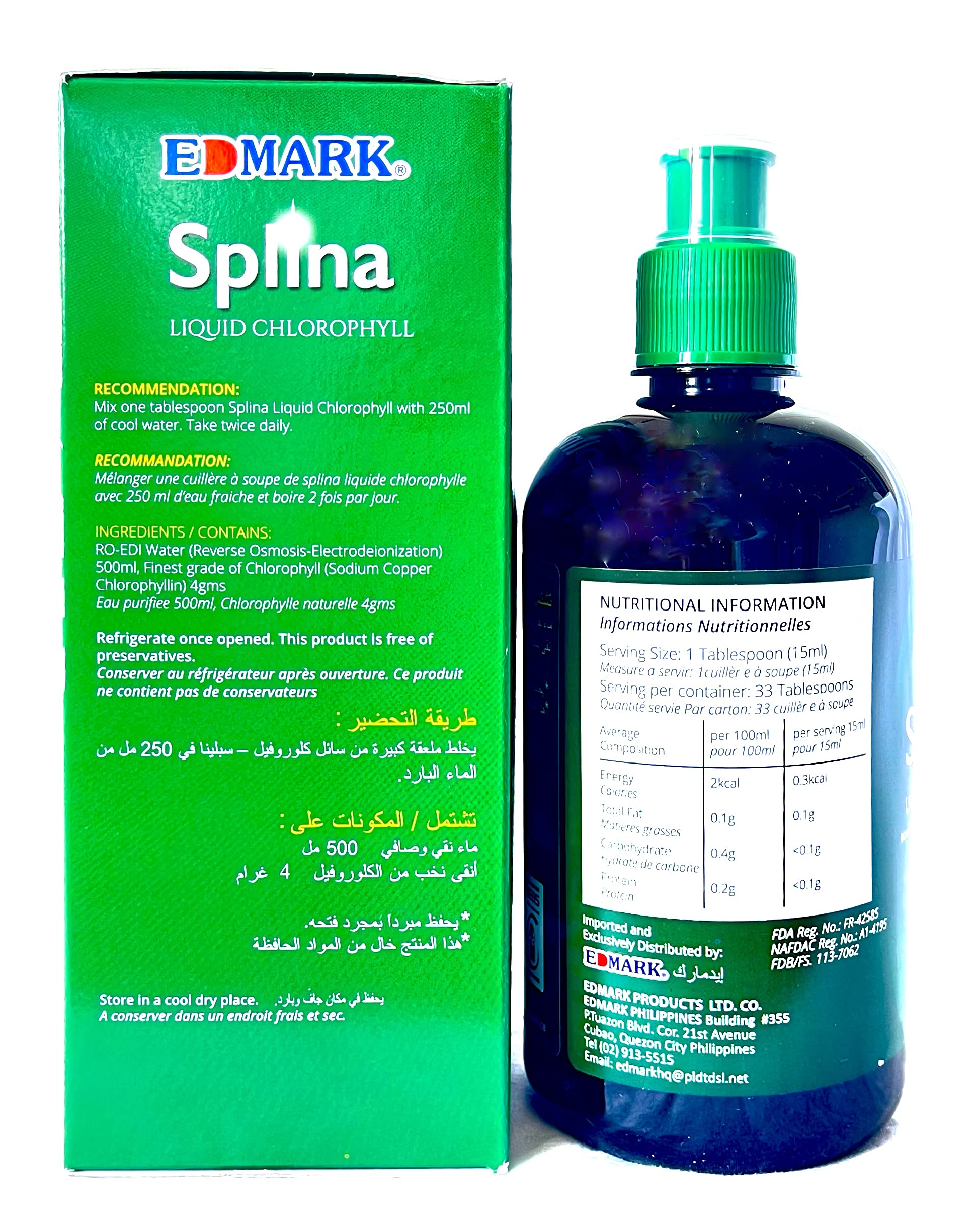 EDMARK Splina Chlorophyll-Getränk, gleicht aus, reinigt, reich an Vitaminen, erhöht die Blutzahl, reduziert Falten und Alterung.