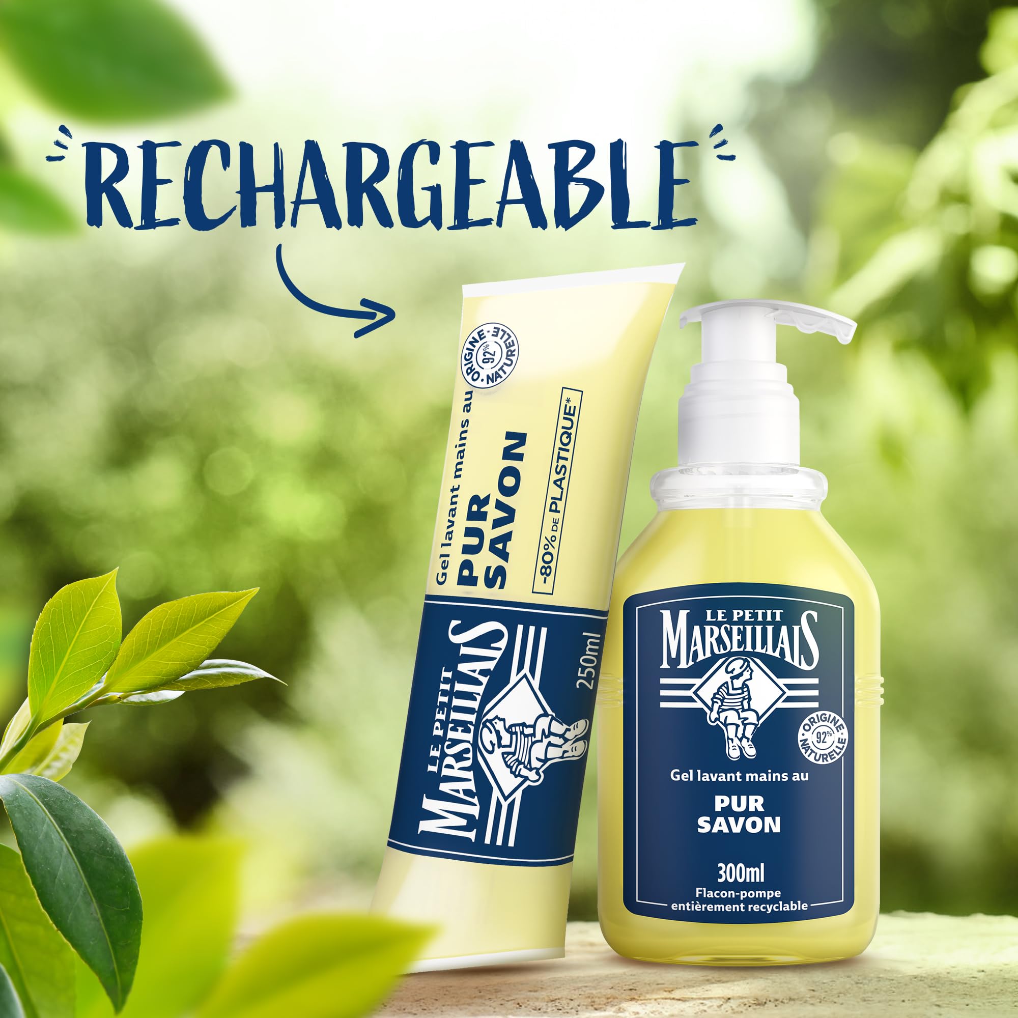 Le Petit Marseillais – Gel Lavant Mains Pur Savon (flacon-pompe de 300 ml) – Savon liquide avec 92 % d'ingrédients d'origine naturelle – Savon mains au pH neutre pour la peau