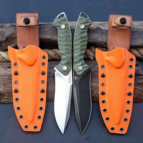 Miniatura 2 de LENGREN Cuchillo de hoja fija ATS-34 de acero inoxidable de 10.3 pulgadas con hoja de borde de 5.2 pulgadas y mango G10 para exteriores, táctico,