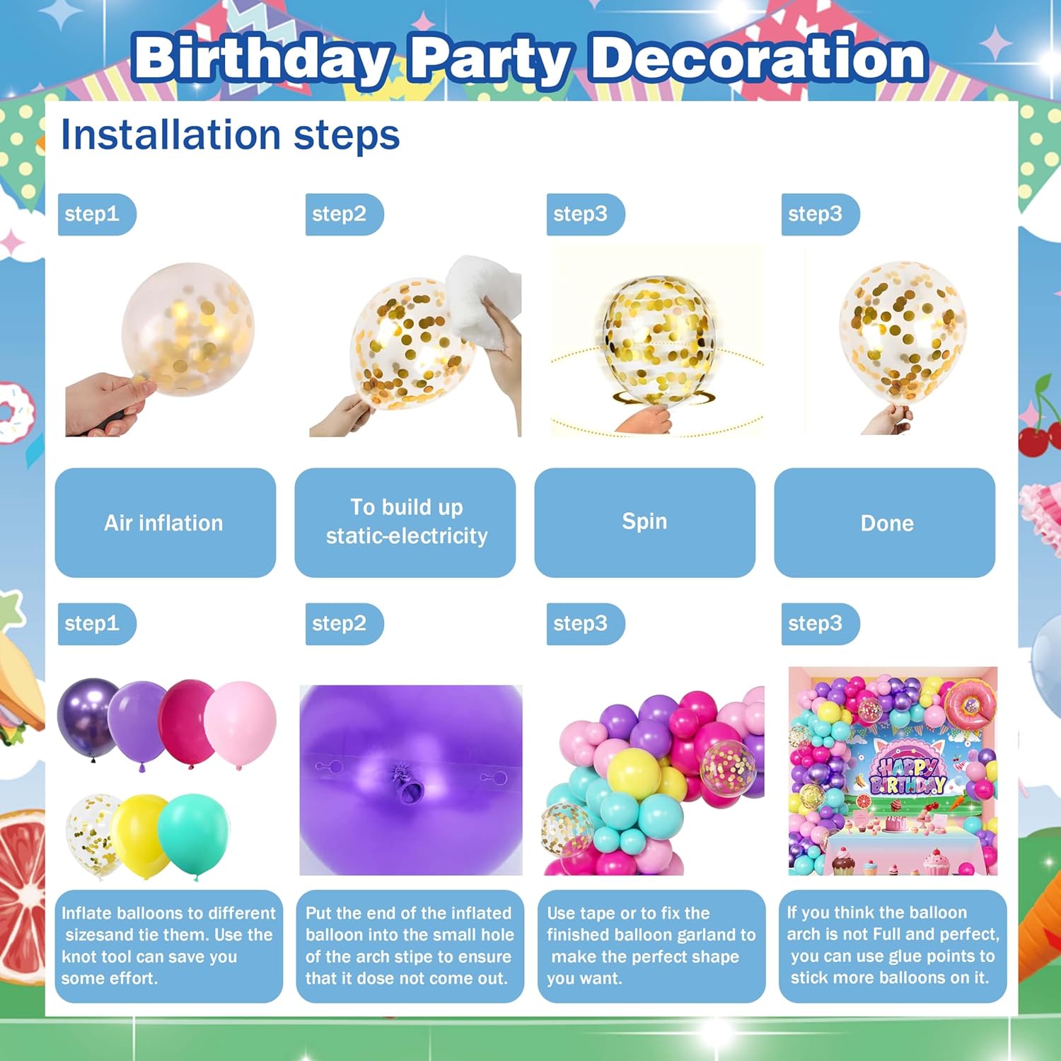 Doll House Birthday Decorations For Girls,Colorful Balloons Arch Kit,Happy Birthday Banner,Foil Balloon,Party Supplies