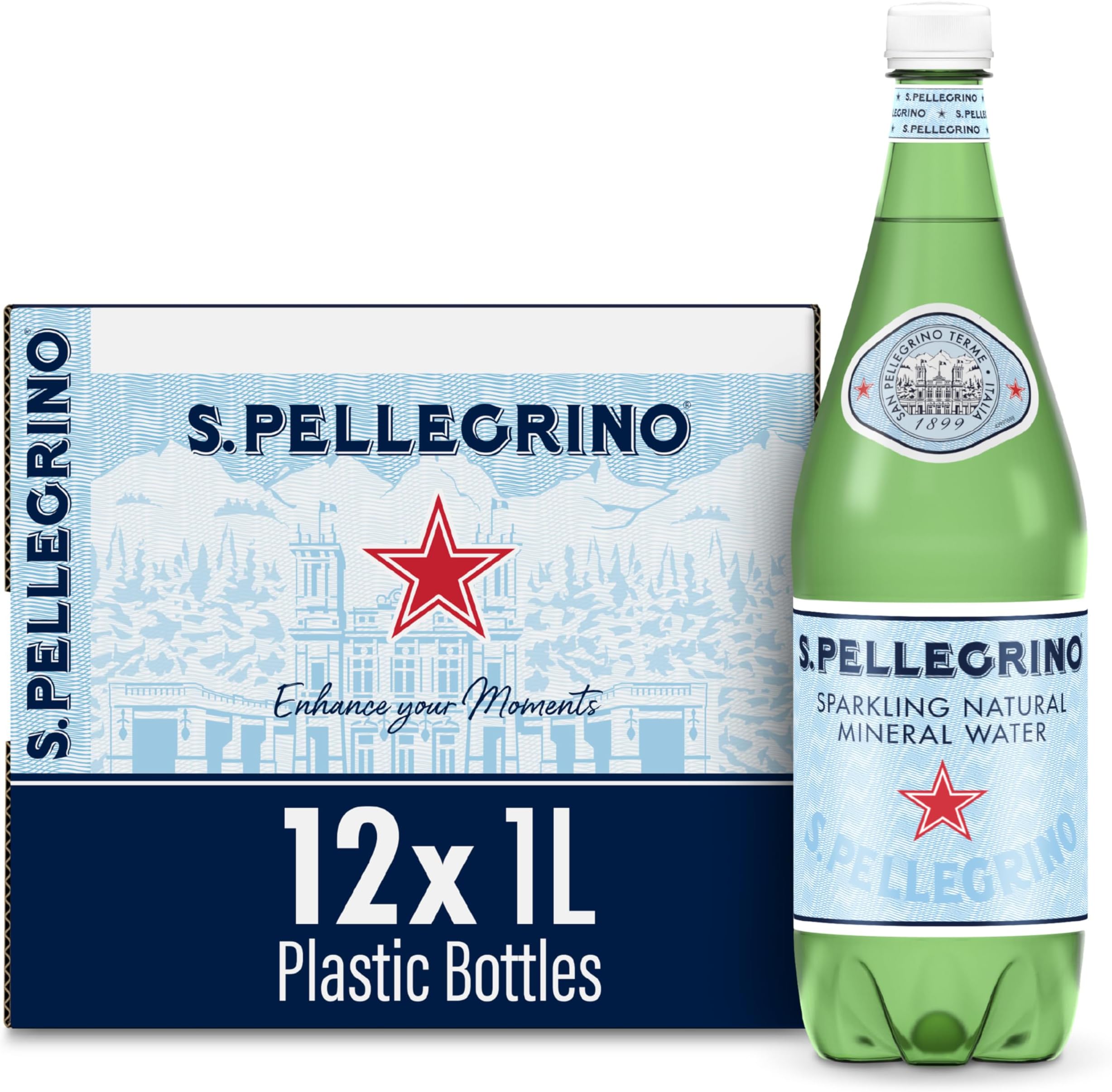 San Pellegrino Sparkling Natural Mineral Water (1L) - Pack of 6