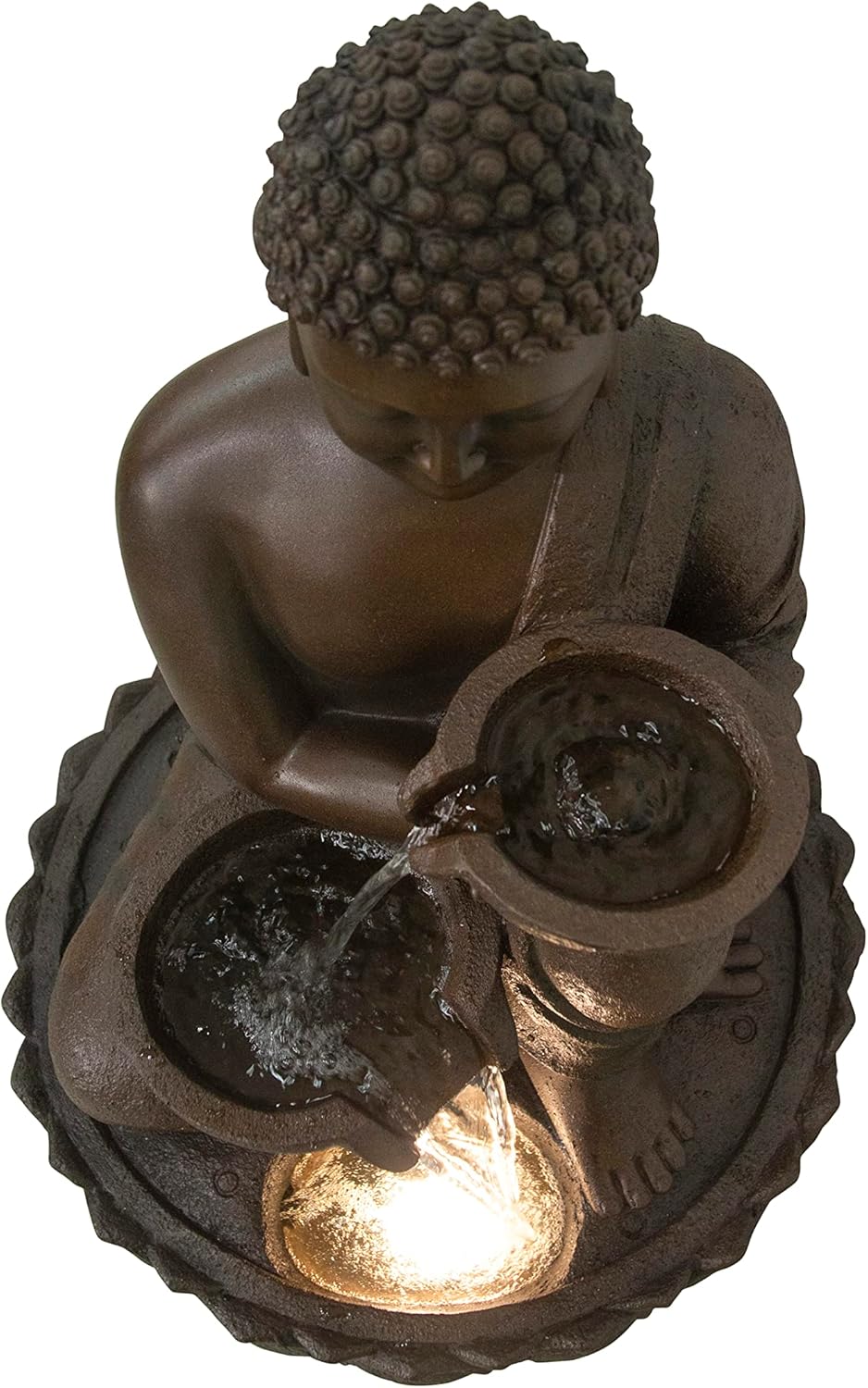 Hi-Line Gift Ltd. Large Buddha Fountain with Warm White LED, Large