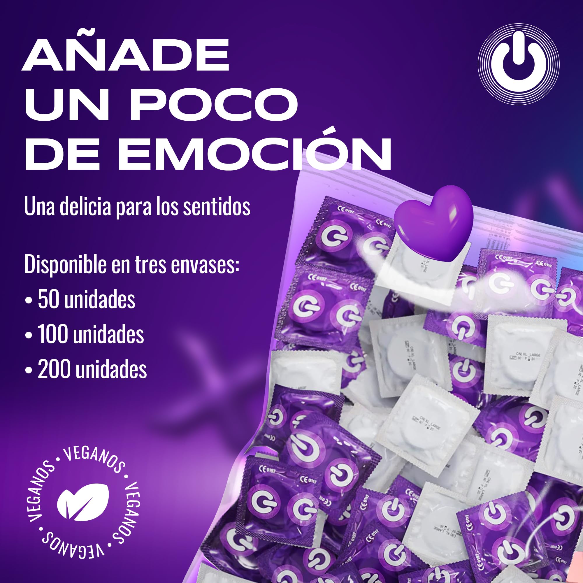 ON) Condones XX-Large | 57 mm de ancho | Paquete de 100 unidades | Condones premium extra grandes con lubricante de silicona | Delgadez de 0,07 mm | para hombres