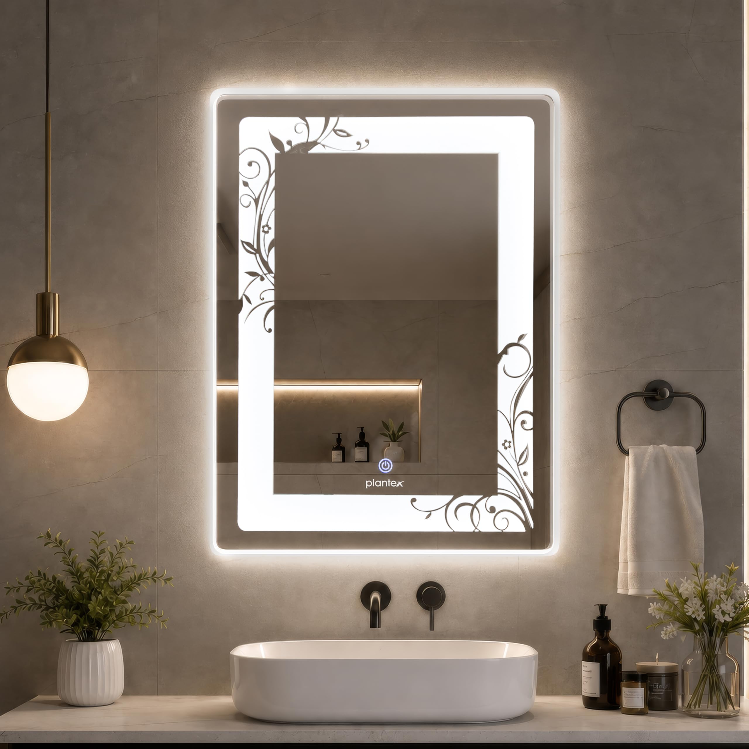 Plantex Mirror with Light with 3 Tone/Designer Mirror for Living Room/Bedroom/Dressing Room - Rectangle Shape (18 X 24 Inch)-image-0
