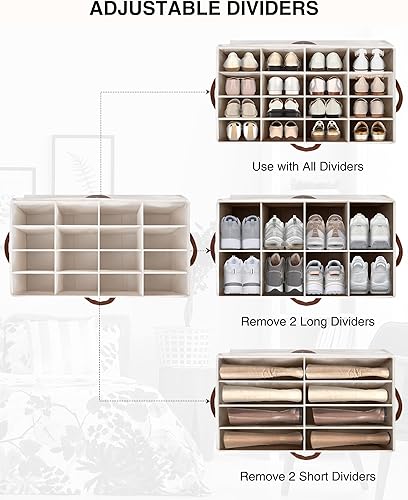 Miniatura 2 de STO STO Organizador de zapatos para armario, se adapta a hasta 16 pares, contenedores XL con separadores ajustables, contenedores de almacenamiento
