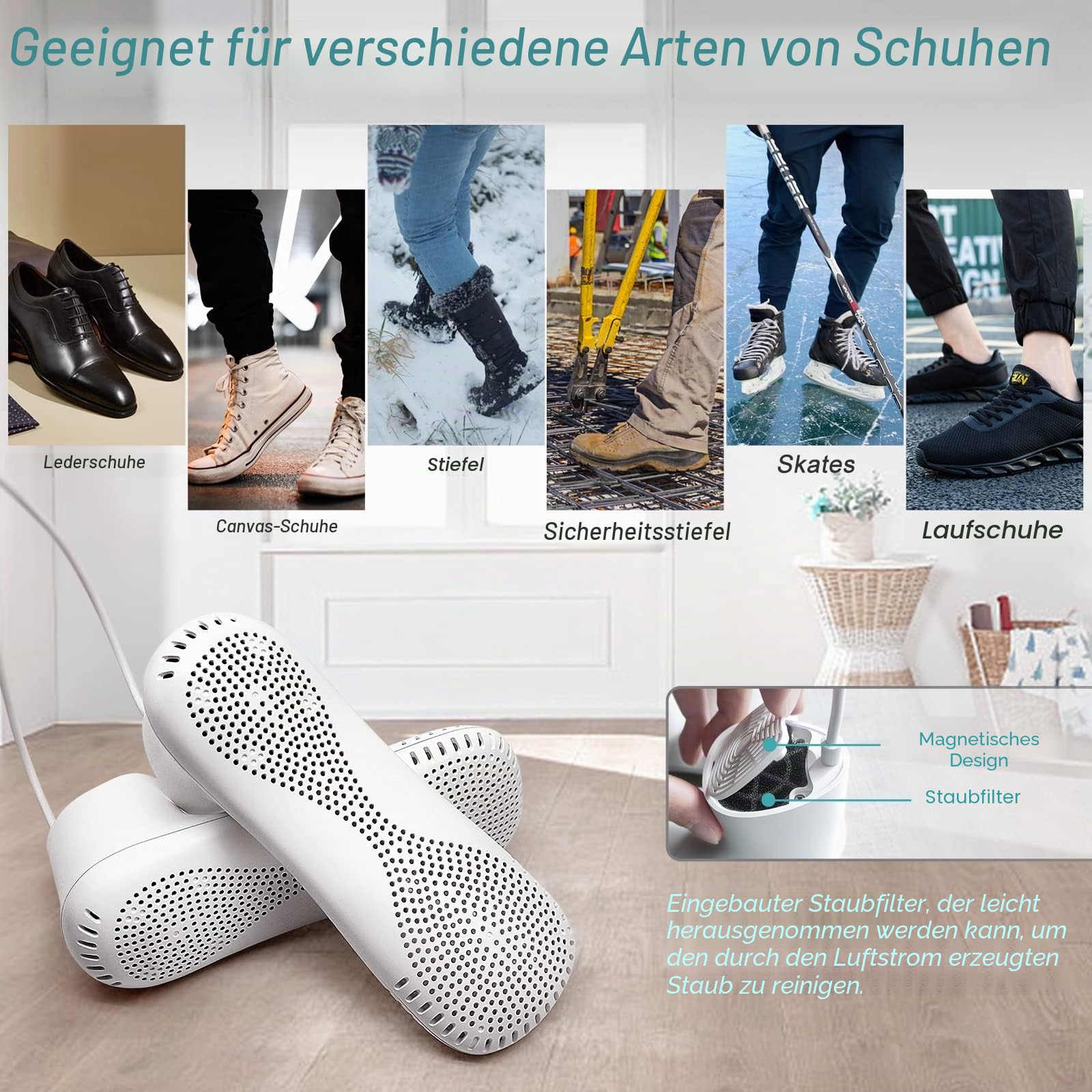 Ozon Schuhtrockner Elektrisch Stiefeltrockner Schuhwärmer Stiefelwärmer - Ozone Deodorizer mit Timer-Funktion | Kein Rauschen | Starker Draht | EU-Stecker