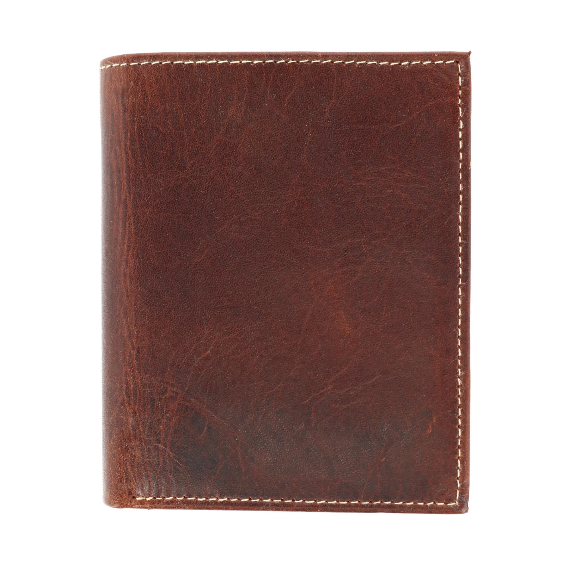 CTM Men's Oil Pull Up Leather Euro Bifold Wallet, Brown